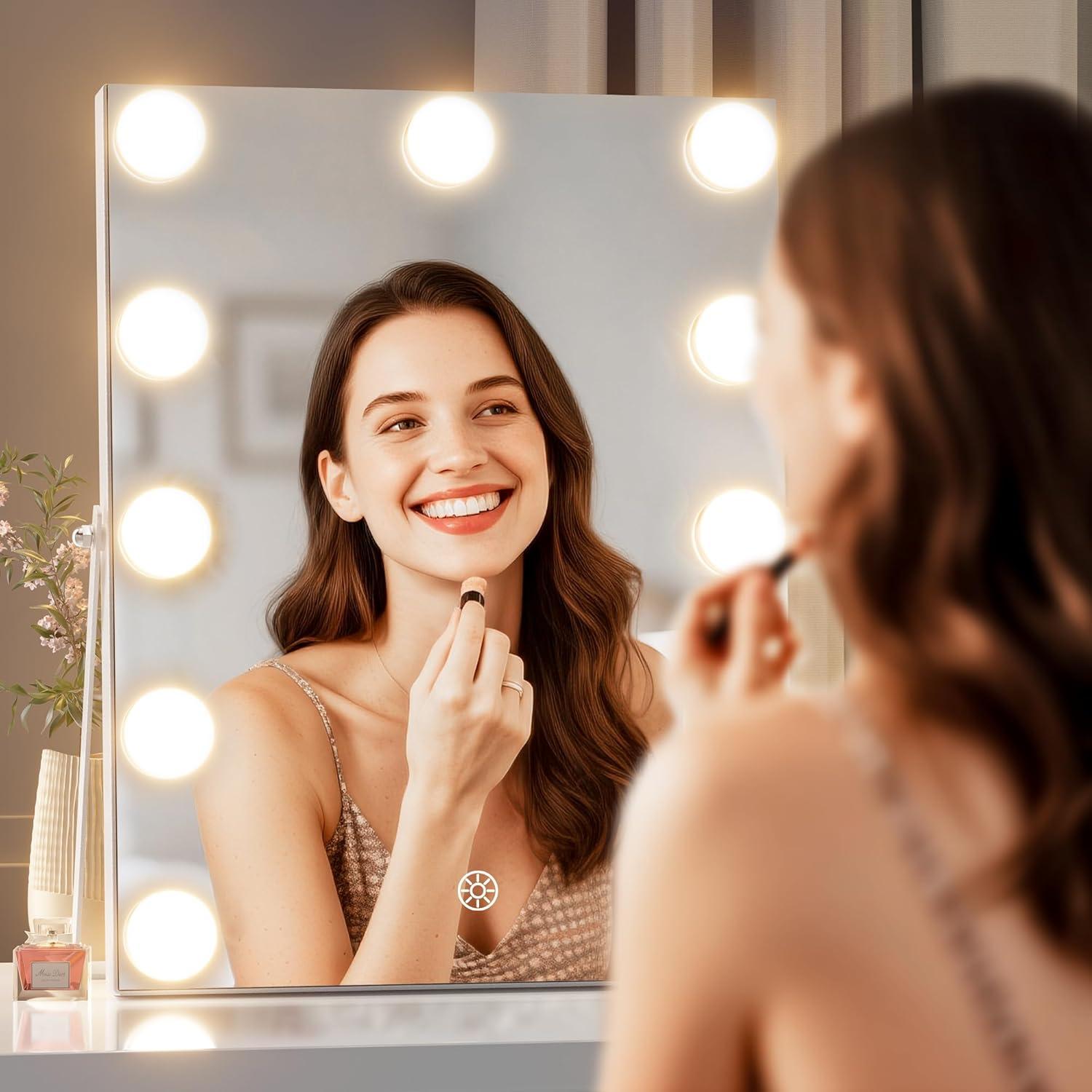 Espejo de Vanity MINISO con Luces y Altavoz Bluetooth 27x35 cm