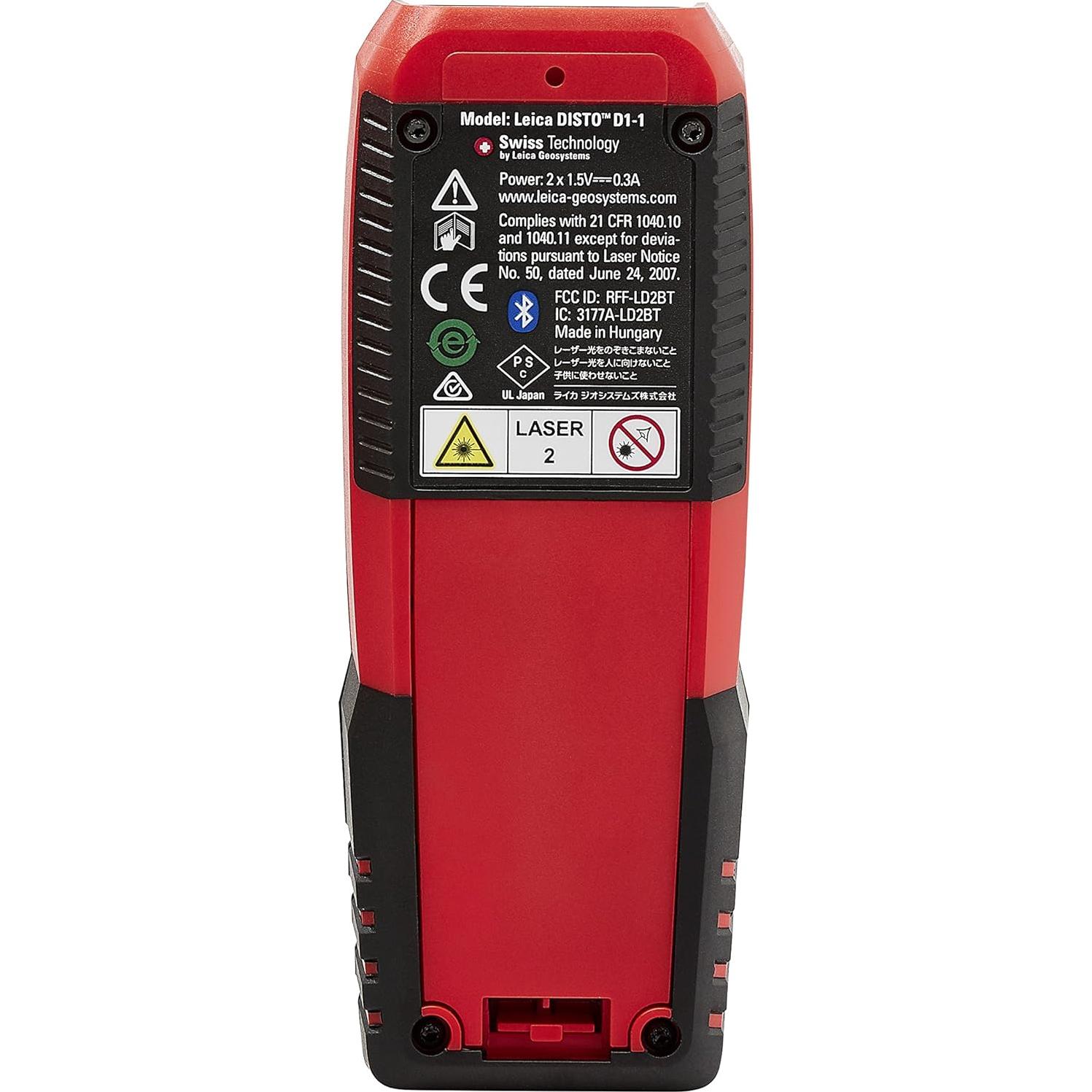 Leica DISTO D1 Medidor Láser 36.58m Bluetooth Rojo