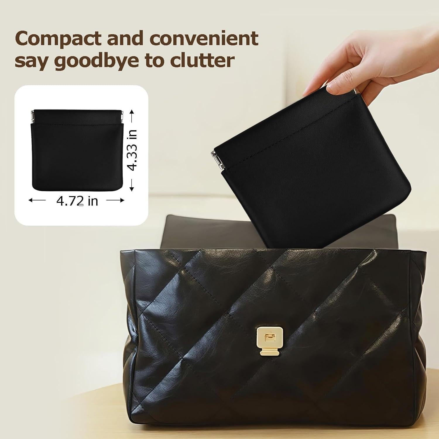 1 Pack PU Leather Electronics Organizer Travel Case for Airpods, Earbud, Data Cable, Charger, Key, Change, Lipstick. Earbuds Case, Cord Organizer Travel, Tech Pouch (Black)