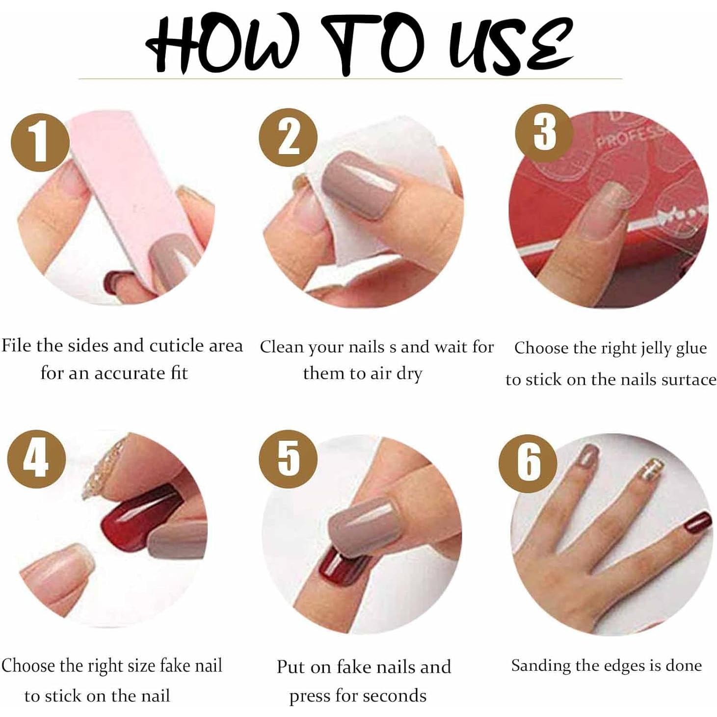 Uñas Postizas Largas Stiletto Acrílicas DANMANR 24PCS