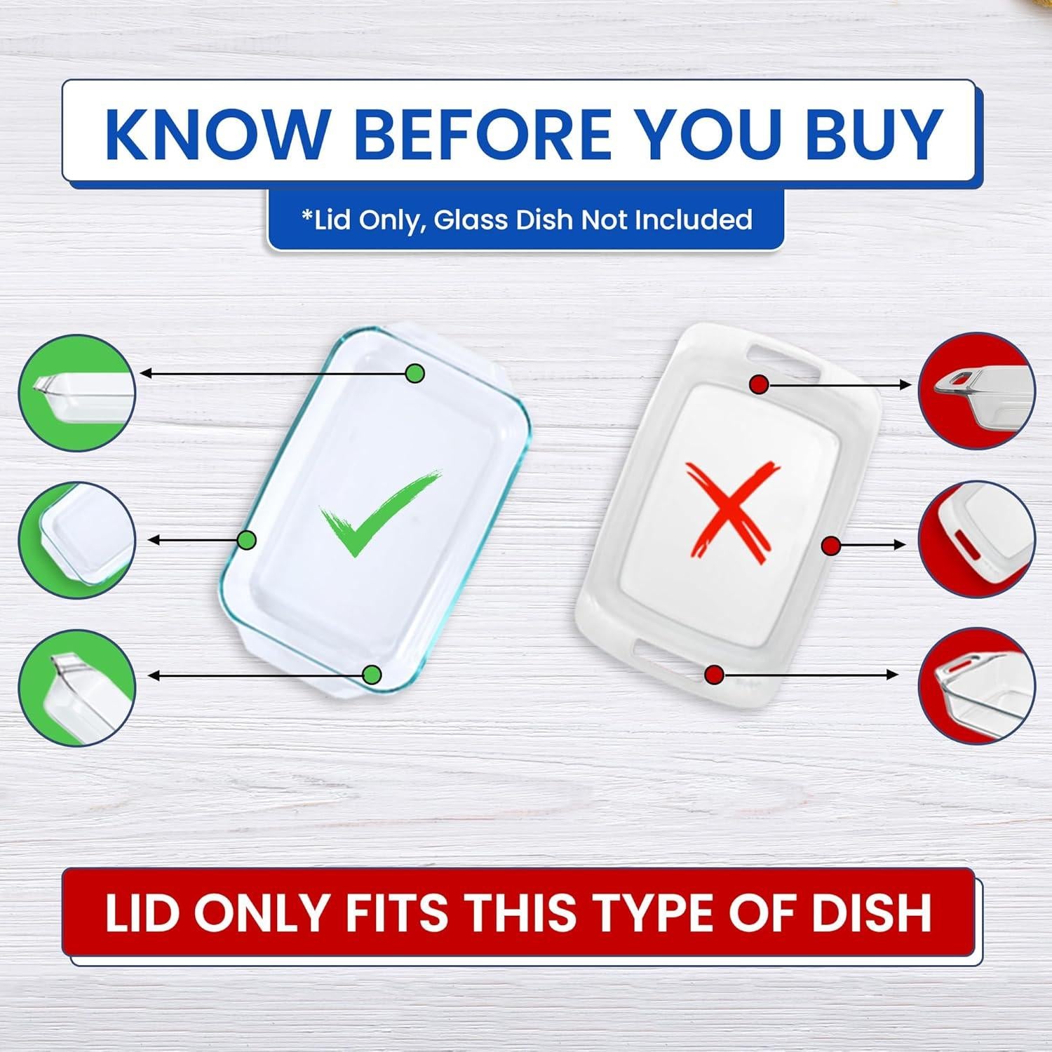 Tapa de Reemplazo MRX para Pyrex 9x13 sin Manijas - 2 Piezas