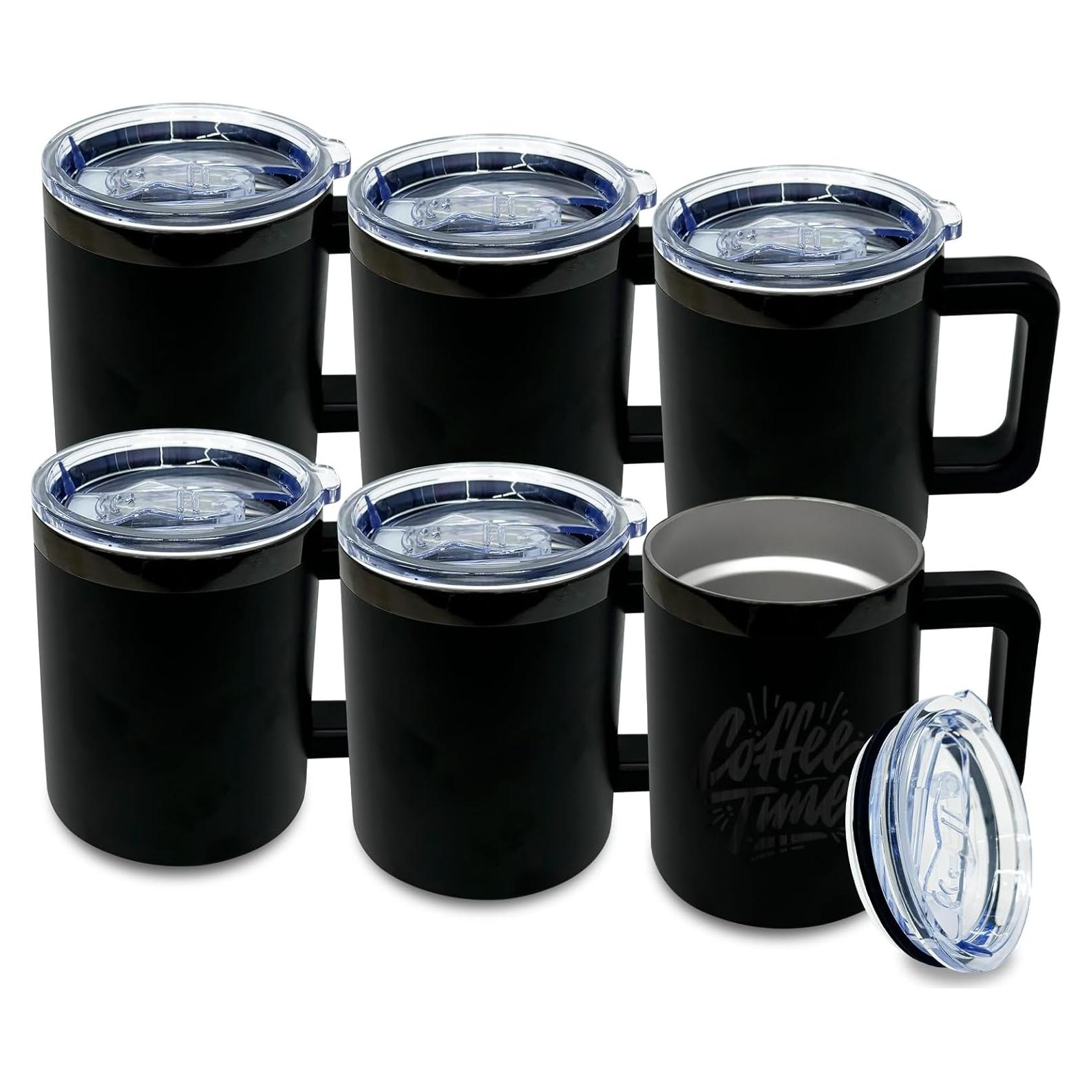 Tazas de acero inoxidable FunTrans 10 oz con popote - Paquete de 6