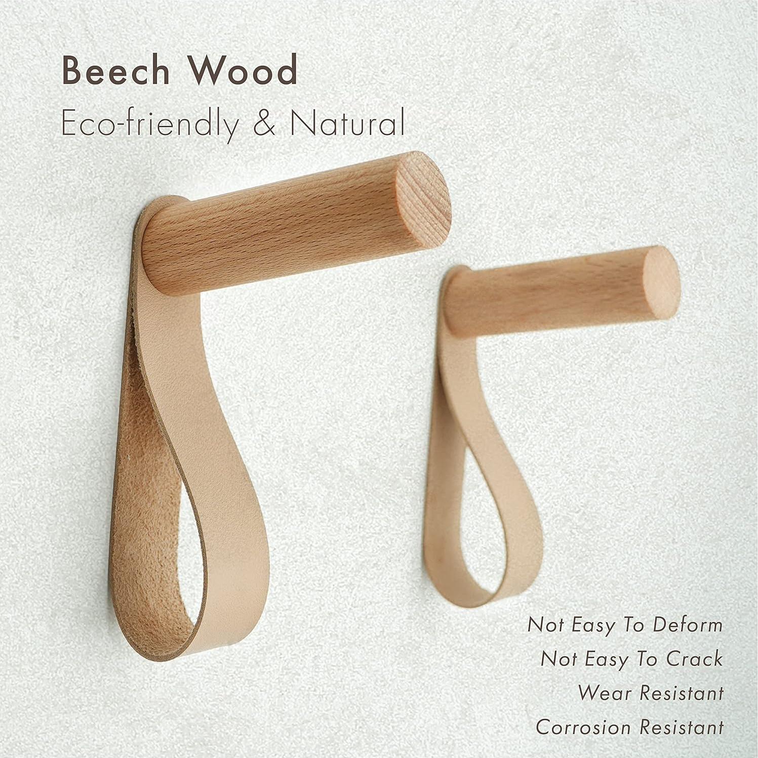 Ganchos de Pared de Cuero PU WONQEXZ - Juego de 3, 8 cm