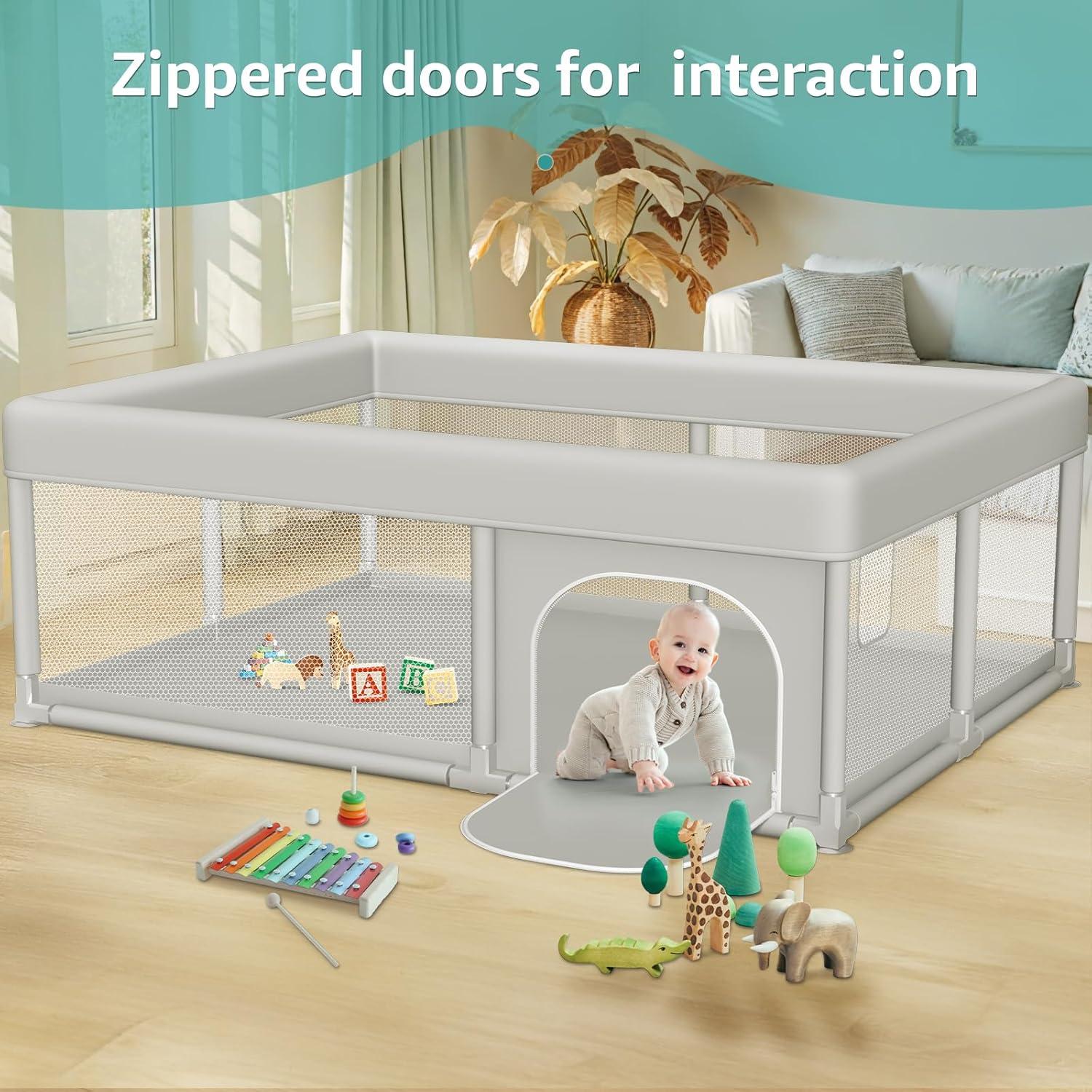 Parque Infantil Grande Hiaksedt 165x127 cm con Puerta Cremallera