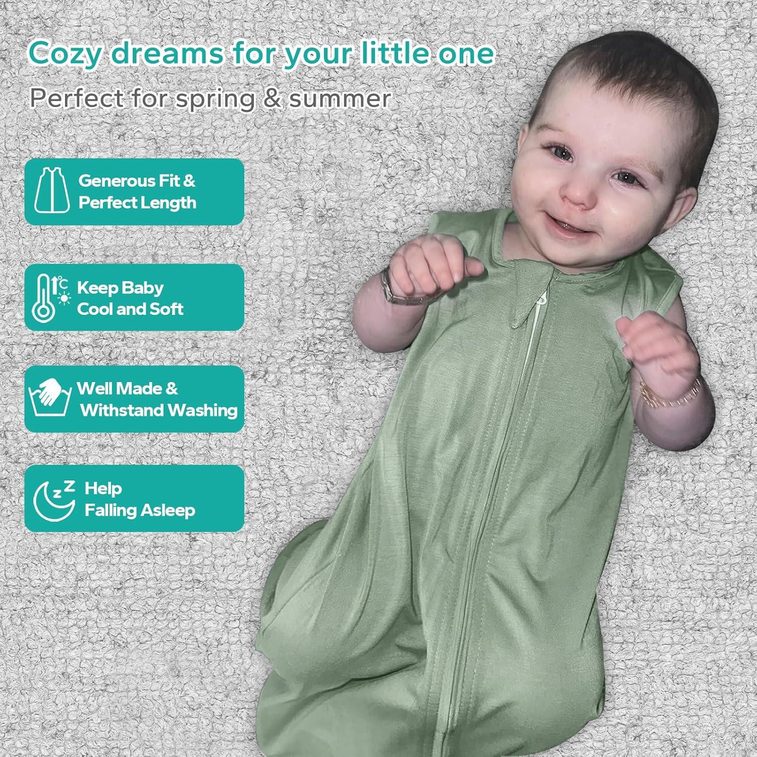 Saco de dormir de bambú Lilbestie 0-6 meses verde 0.5 TOG