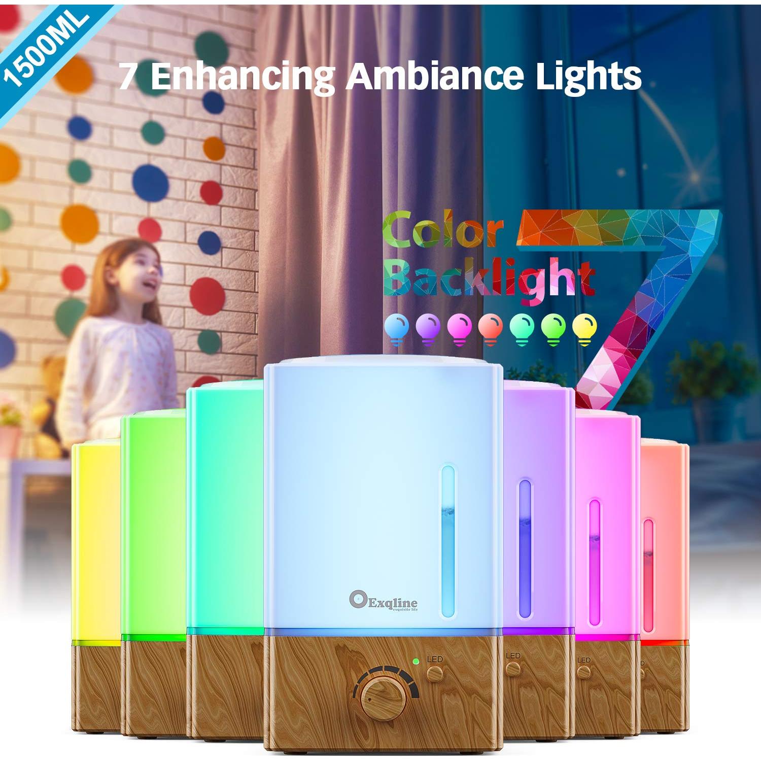 Difusor de Aceite Esencial Exqline 1500ml Madera Humidificador