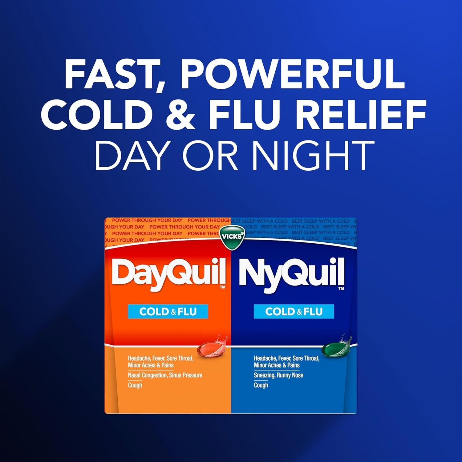 Vicks VapoShower Plus 12 Tabletas + DayQuil 48 LiquiCaps + NyQuil 24 LiquiCaps