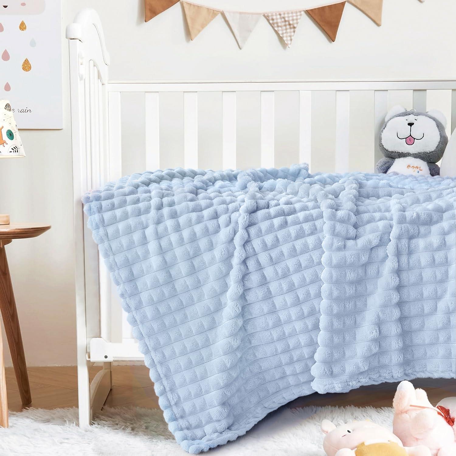 Manta Diamante HOMRITAR para Bebés 76x102 cm Azul Suave