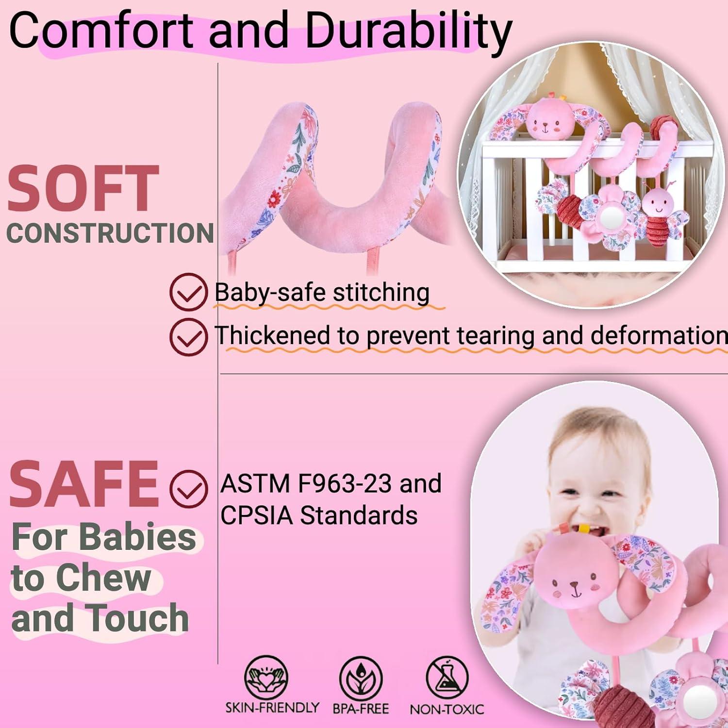 Juguete de Asiento de Coche en Espiral Chochumy Conejo Rosa