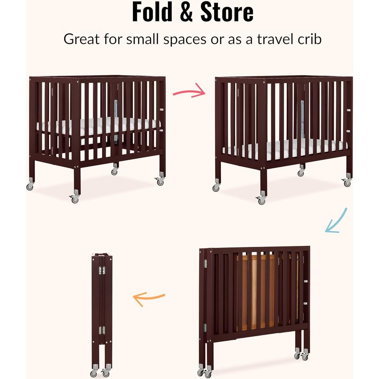 Cuna Mini Plegable Dream On Me Jett Espresso, 3 Alturas