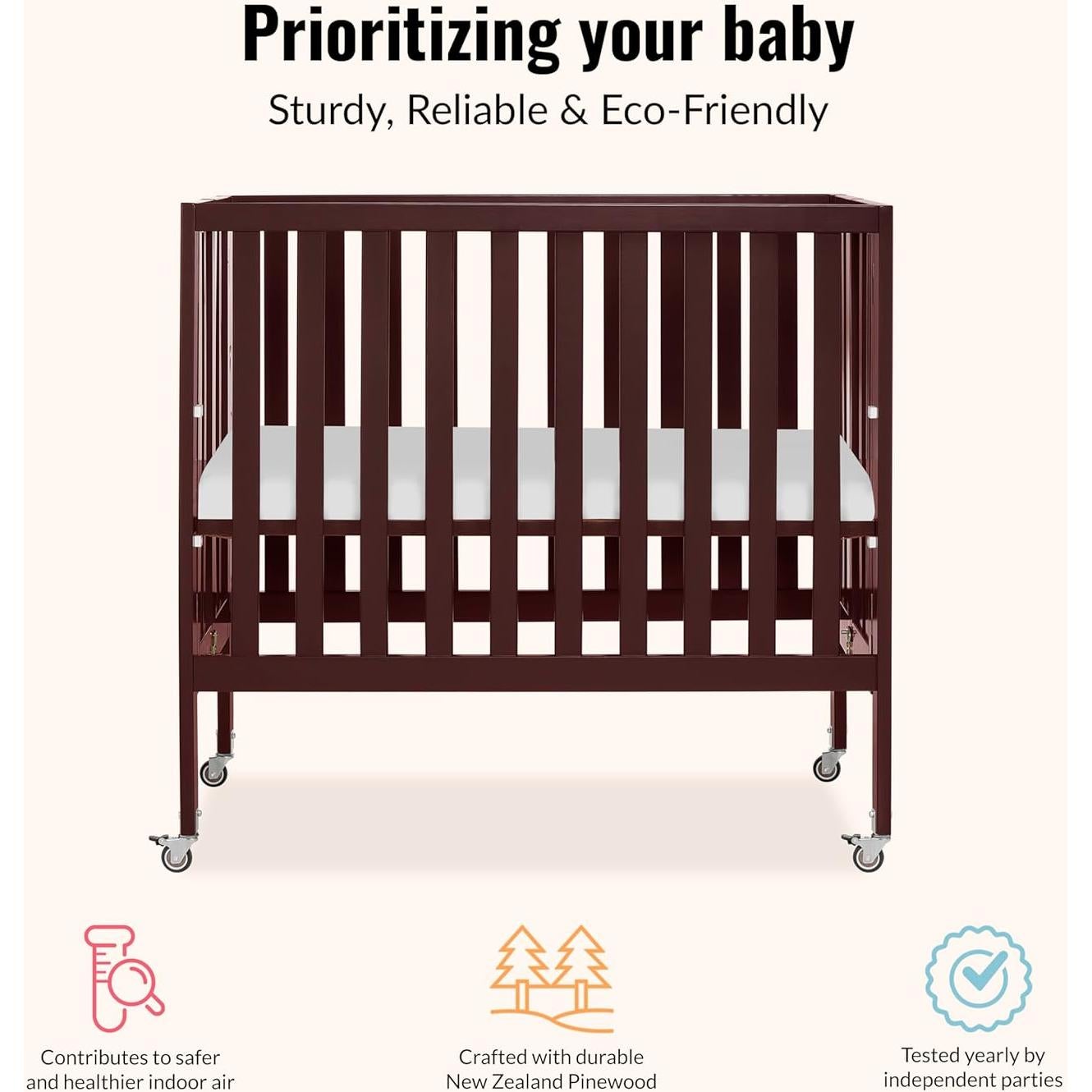 Cuna Mini Plegable Dream On Me Jett Espresso, 3 Alturas