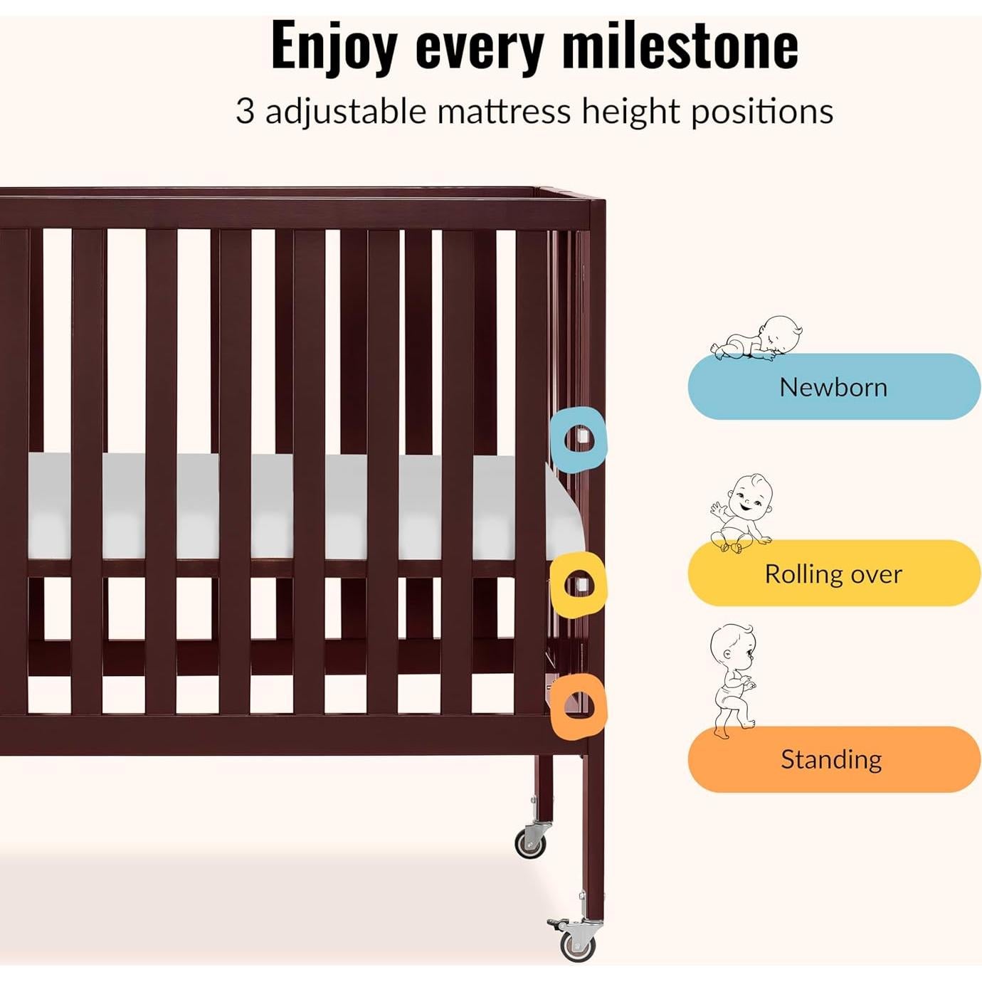 Cuna Mini Plegable Dream On Me Jett Espresso, 3 Alturas