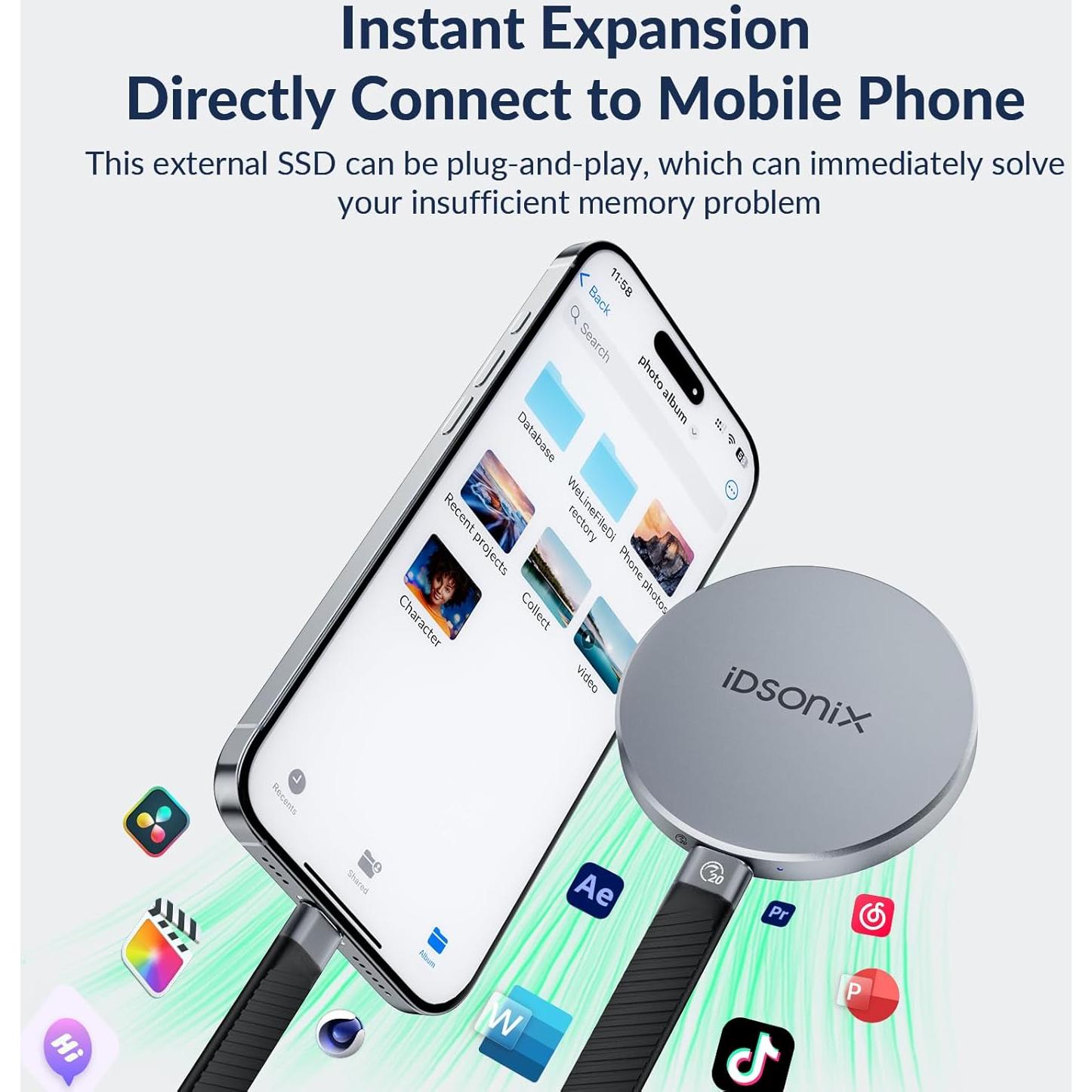 SSD Externo iDsonix iQ20 512GB Portátil 2000MB/s USB-C