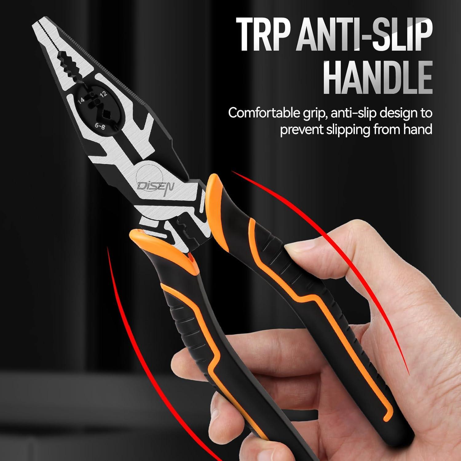 Alicates eléctricos DISEN 22.86 cm 7-en-1 multifuncionales