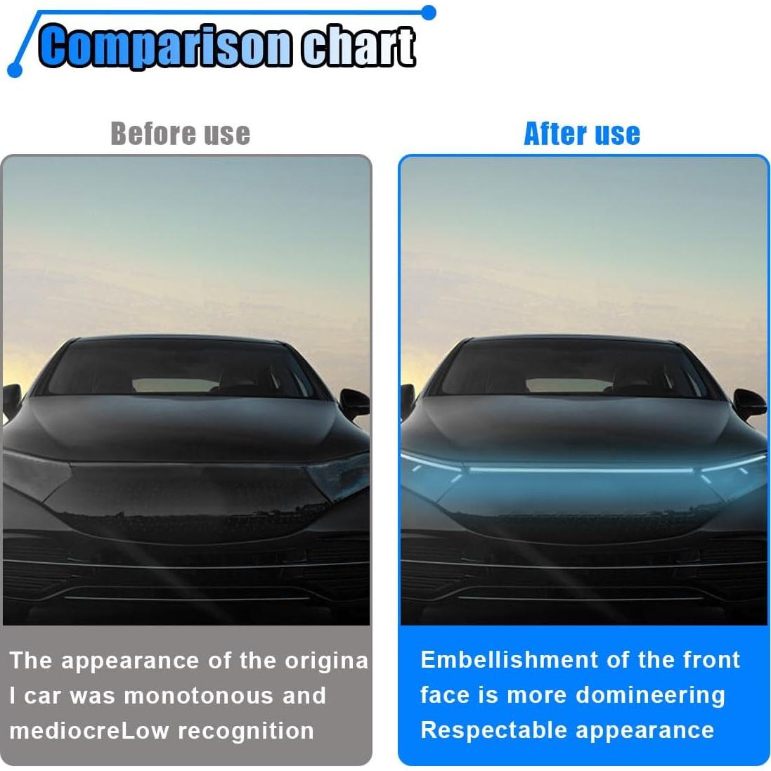 Tira de Luz LED LHDOS para Capó de Coche 182 cm Azul