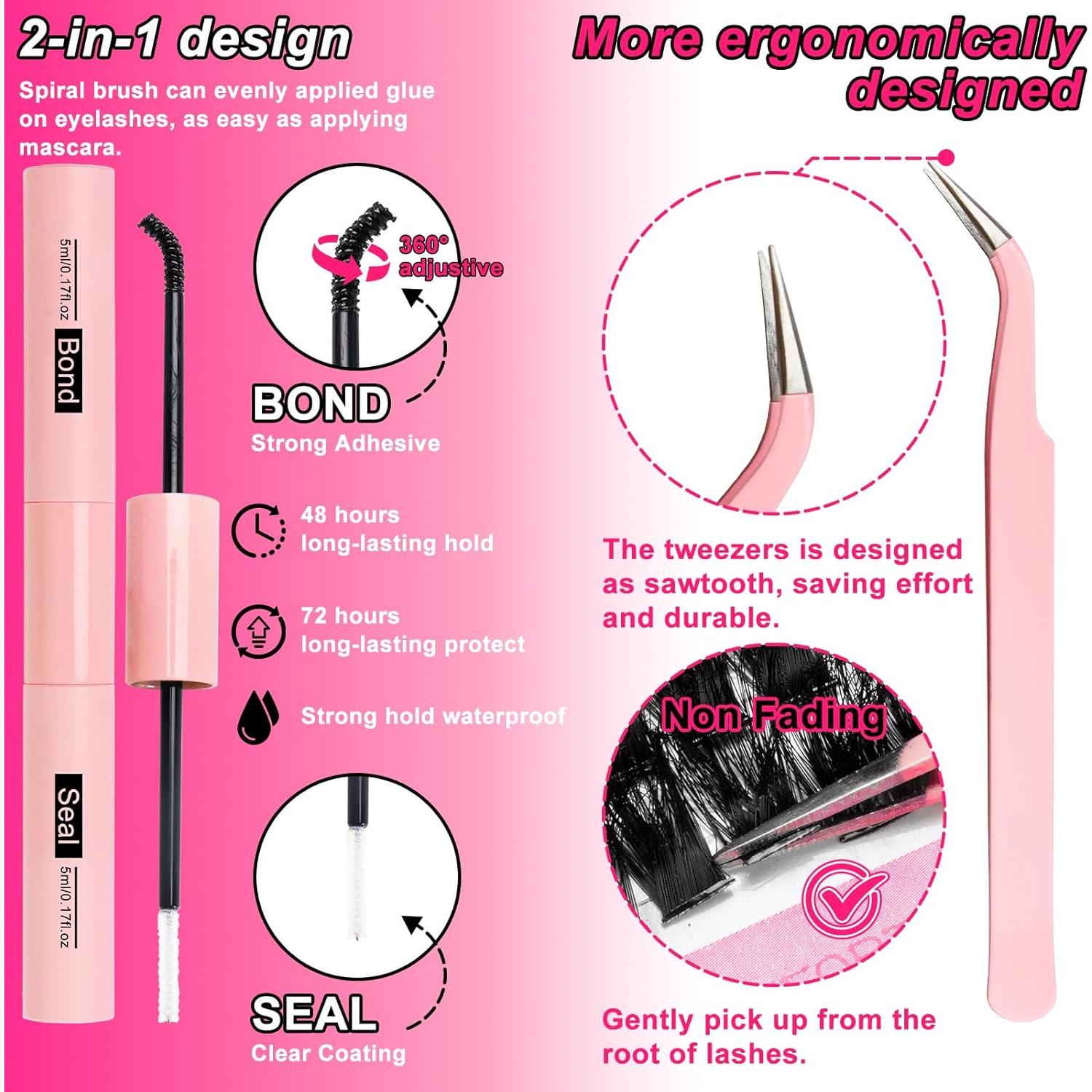 Kit de Extensión de Pestañas MilyBest 100D 150D 10-18mm