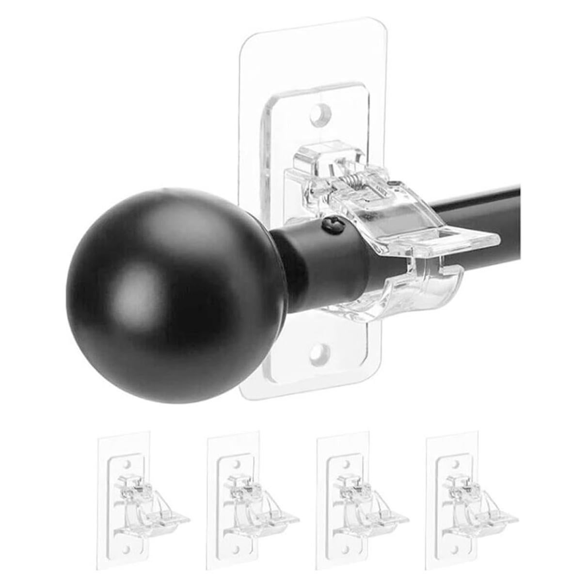 Soporte de Varilla de Cortina Autoadhesivo MYD 4 Pcs Transparente