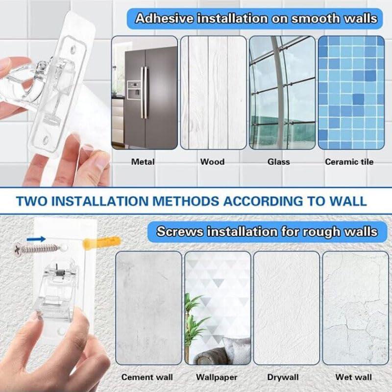 Soporte de Varilla de Cortina Autoadhesivo MYD 4 Pcs Transparente