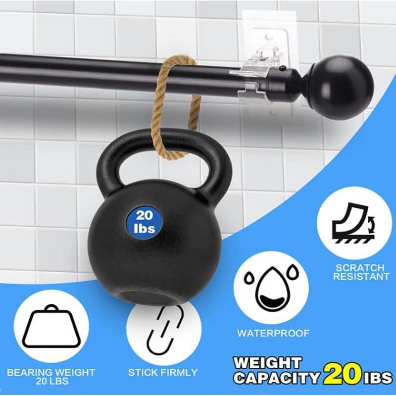 Soporte de Varilla de Cortina Autoadhesivo MYD 4 Pcs Transparente