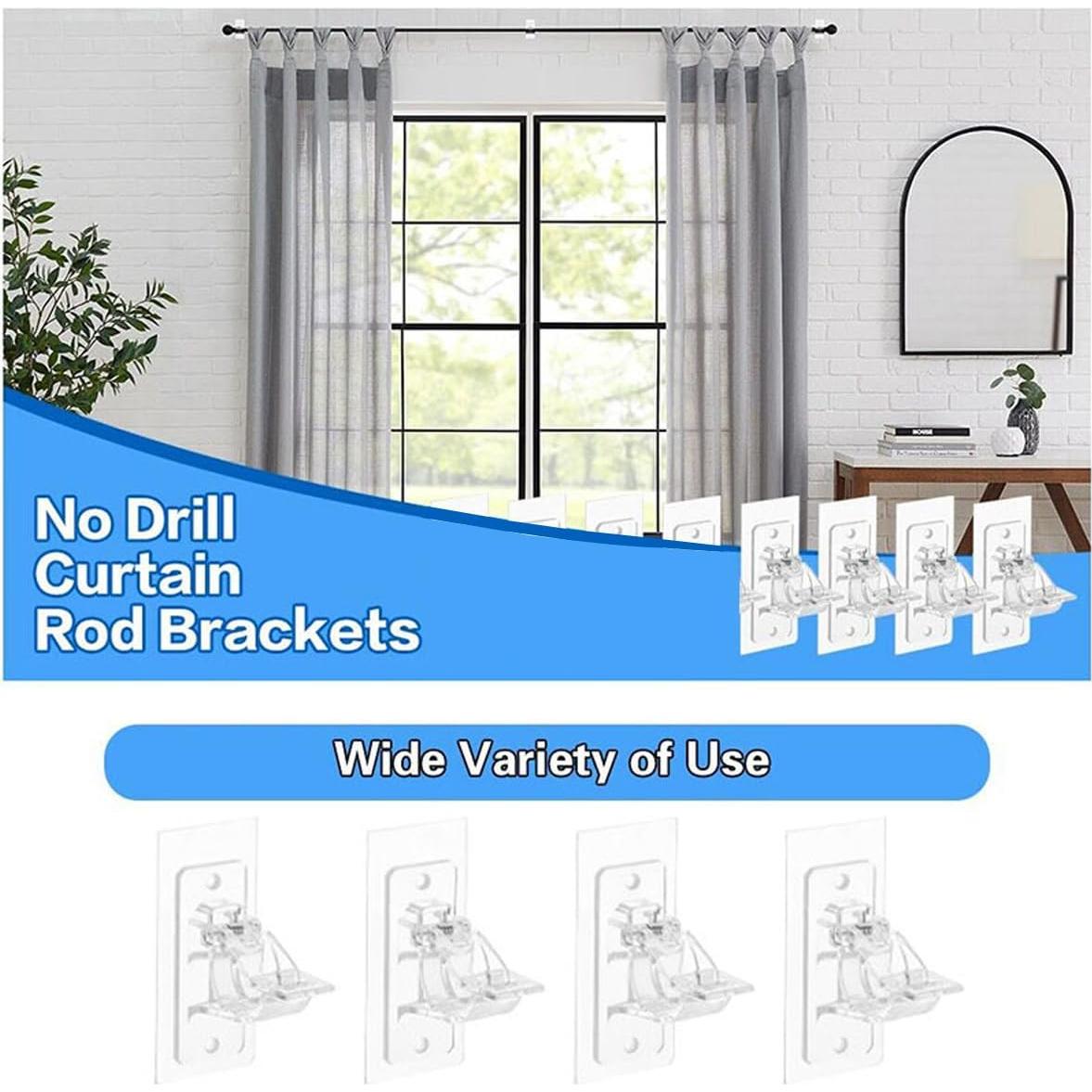 Soporte de Varilla de Cortina Autoadhesivo MYD 4 Pcs Transparente