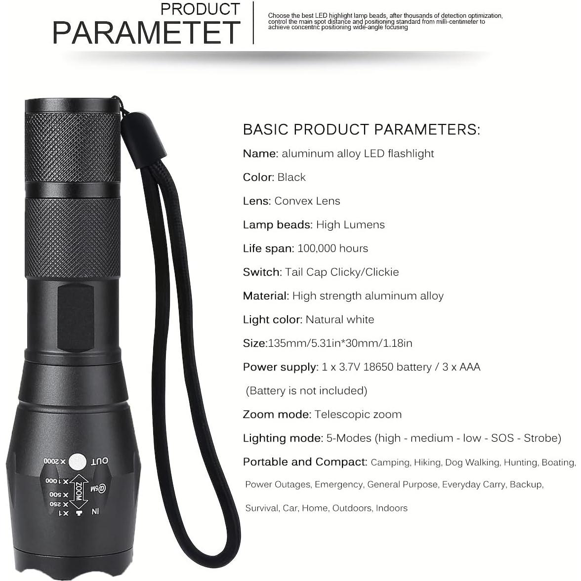 Linterna LED MODOAO 2000 Lúmenes Ajustable para Camping