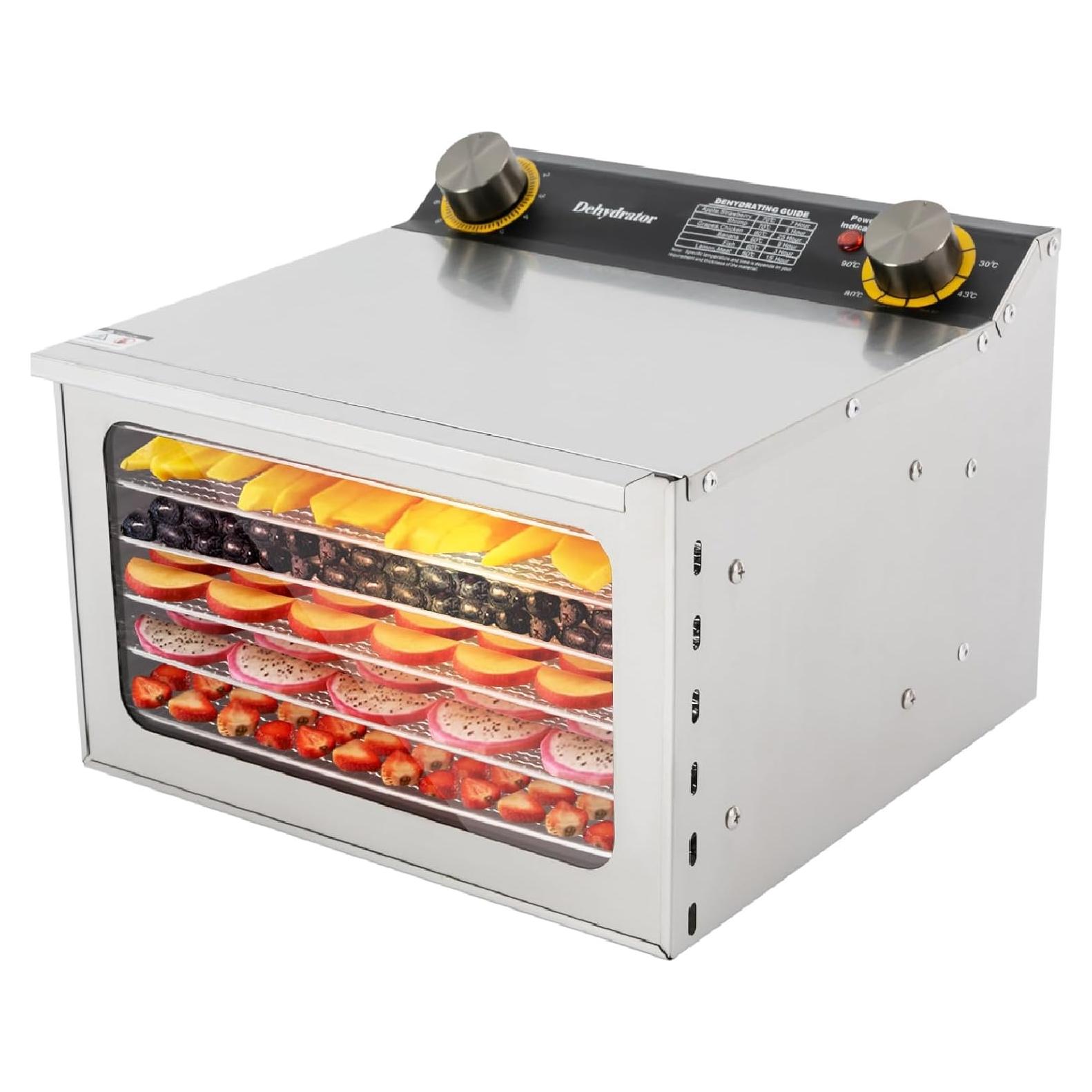 Deshidratador de Alimentos Ongniong 6 Bandejas 400W Acero Inoxidable