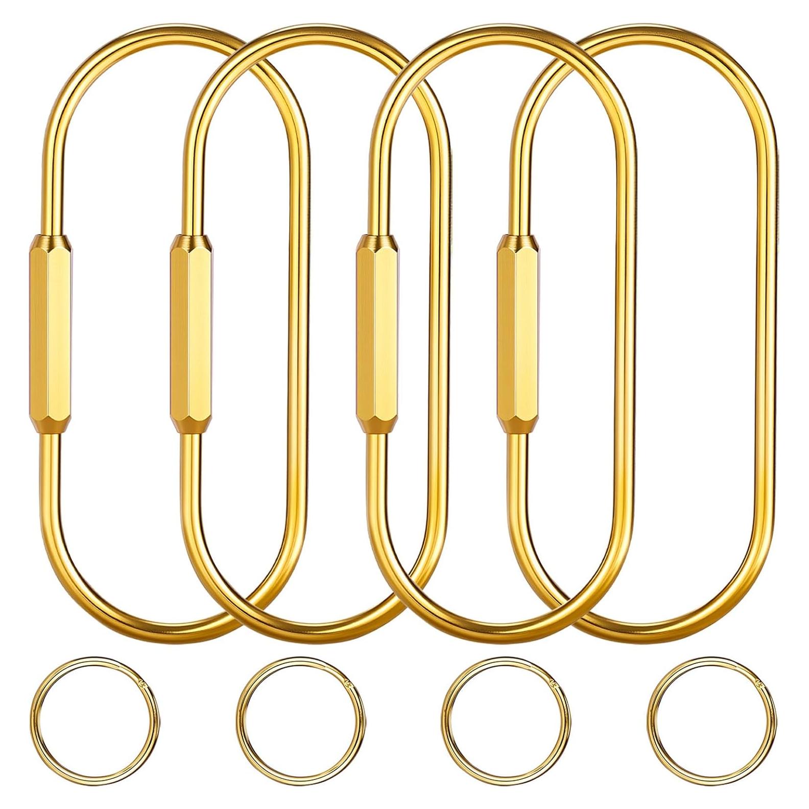 Anillas de Llave de Latón Tiezzi Gold, 4 Piezas con Carabinero