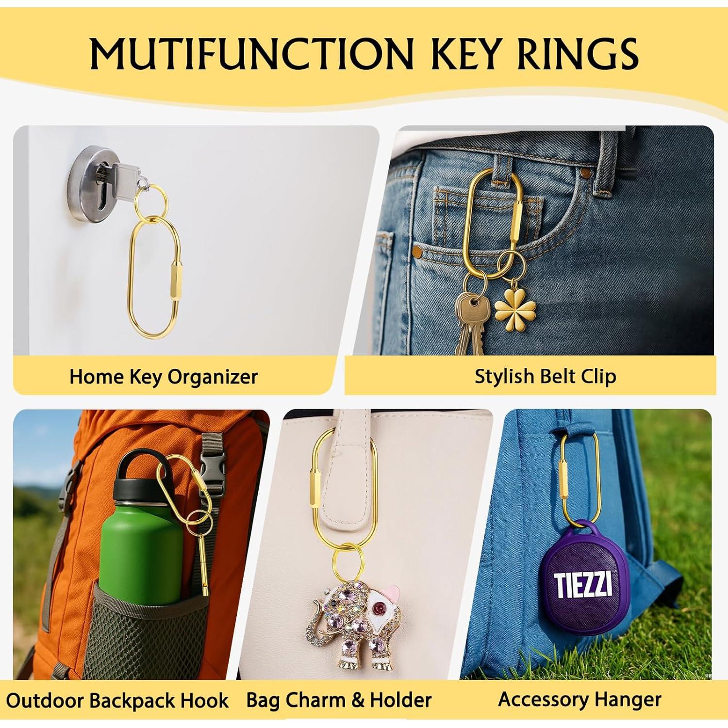 Anillas de Llave de Latón Tiezzi Gold, 4 Piezas con Carabinero