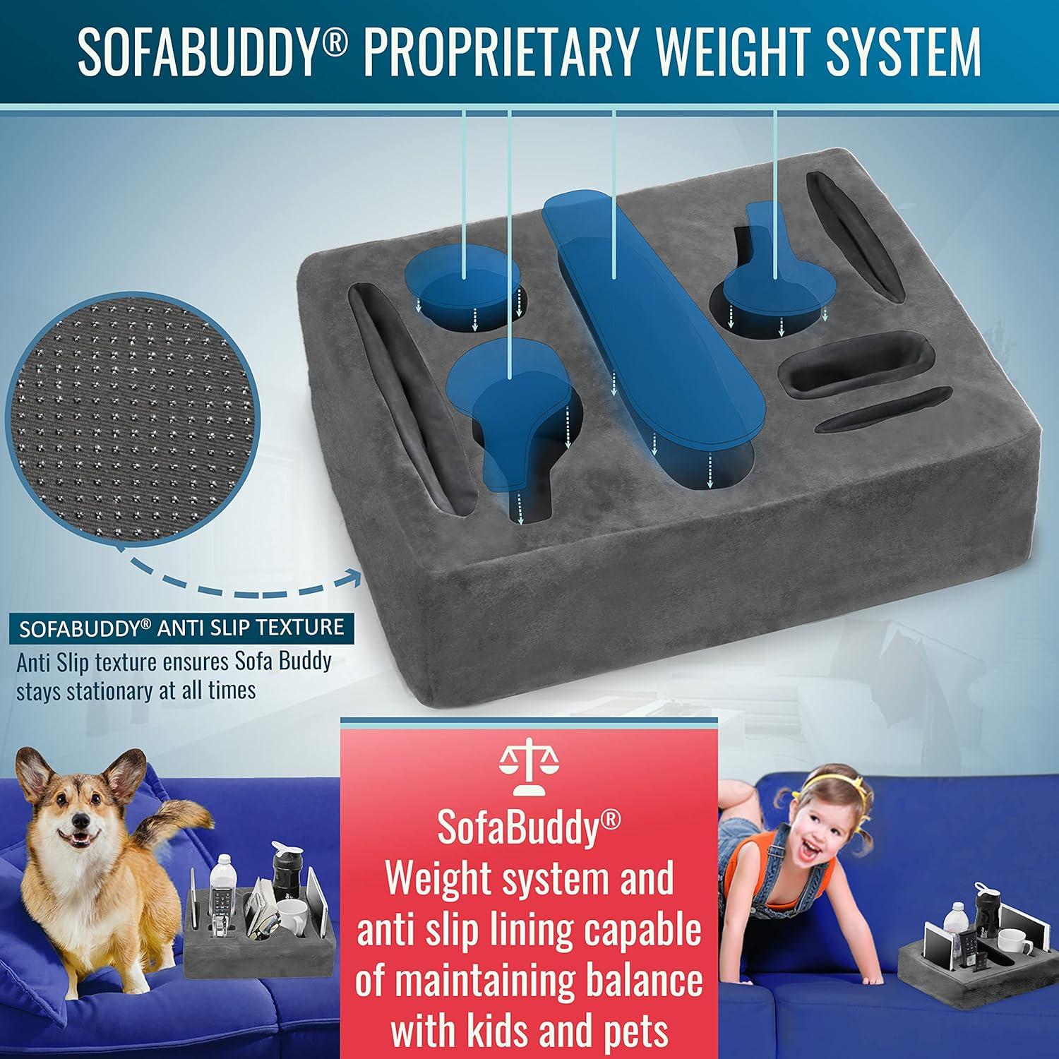 Soporte para Tazas Sofa Buddy Cuadrado Gris Antideslizante