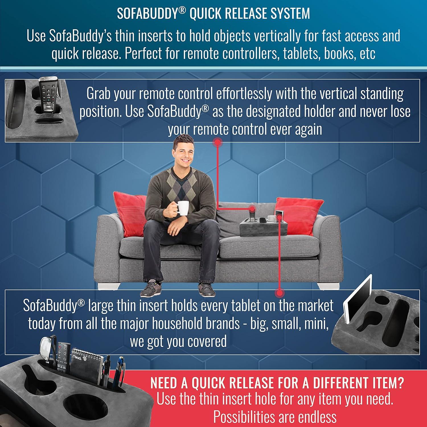 Soporte para Tazas Sofa Buddy Cuadrado Gris Antideslizante