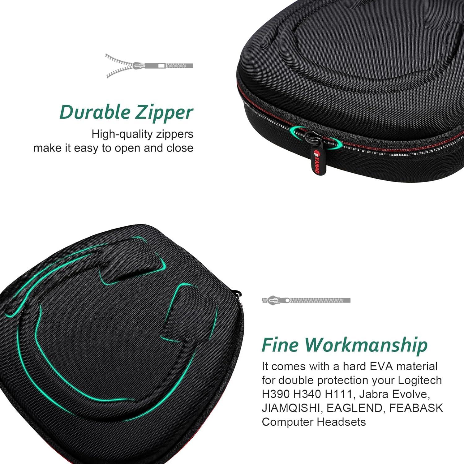 Funda Dura XANAD para Auriculares Logitech y JLab - Negro