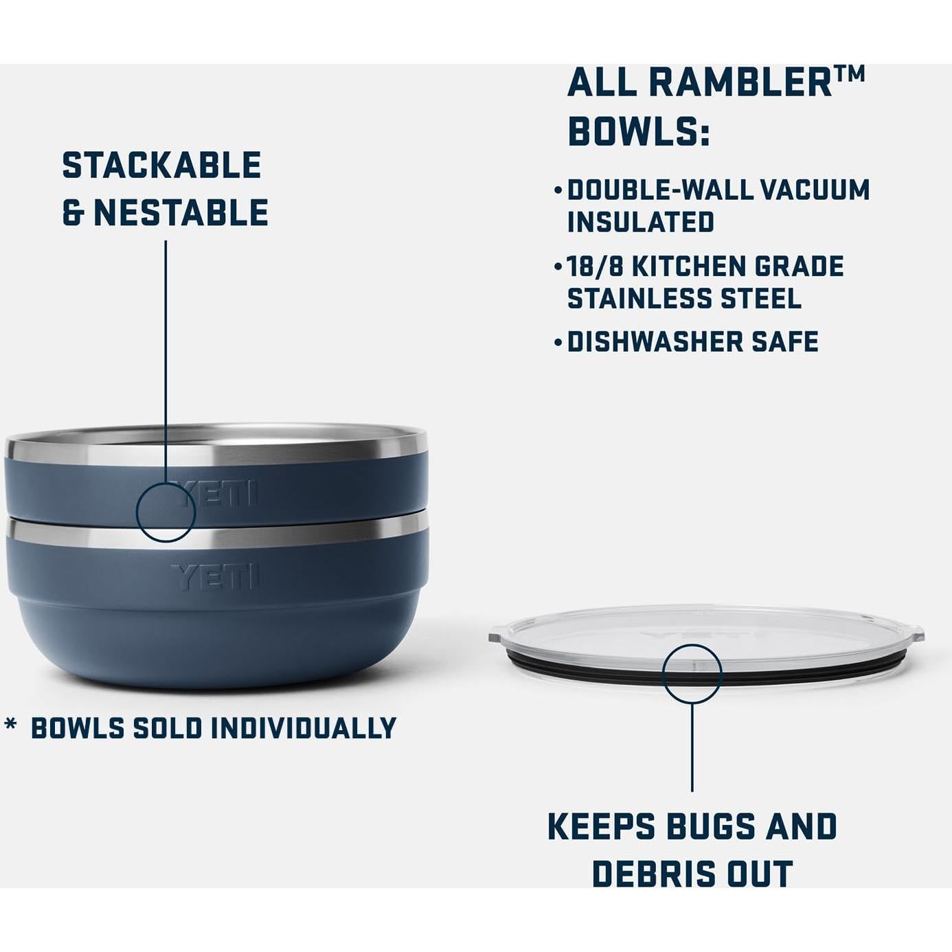 Tazón Bajo Aislado YETI Rambler 3.6 Qt Acero Inoxidable Marino