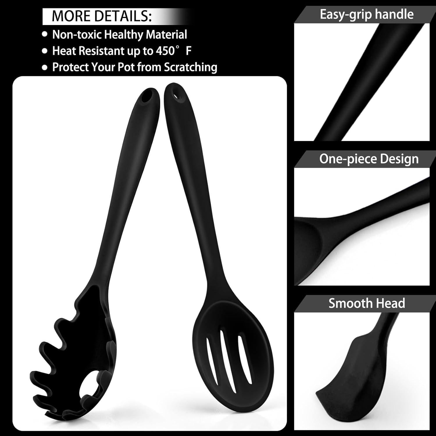 Juego de Utensilios de Cocina P&P CHEF 7 Piezas Silicona Negro