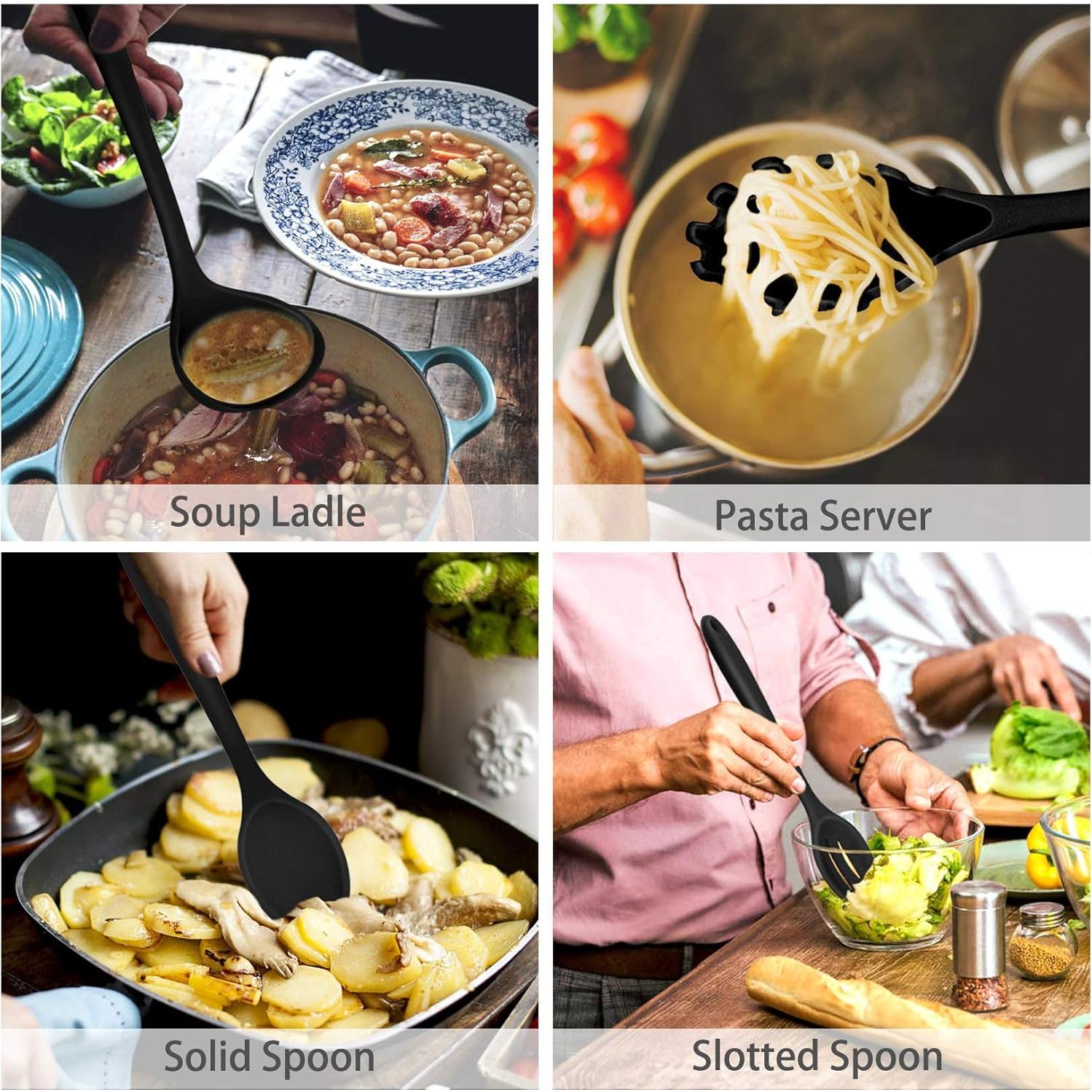 Juego de Utensilios de Cocina P&P CHEF 7 Piezas Silicona Negro