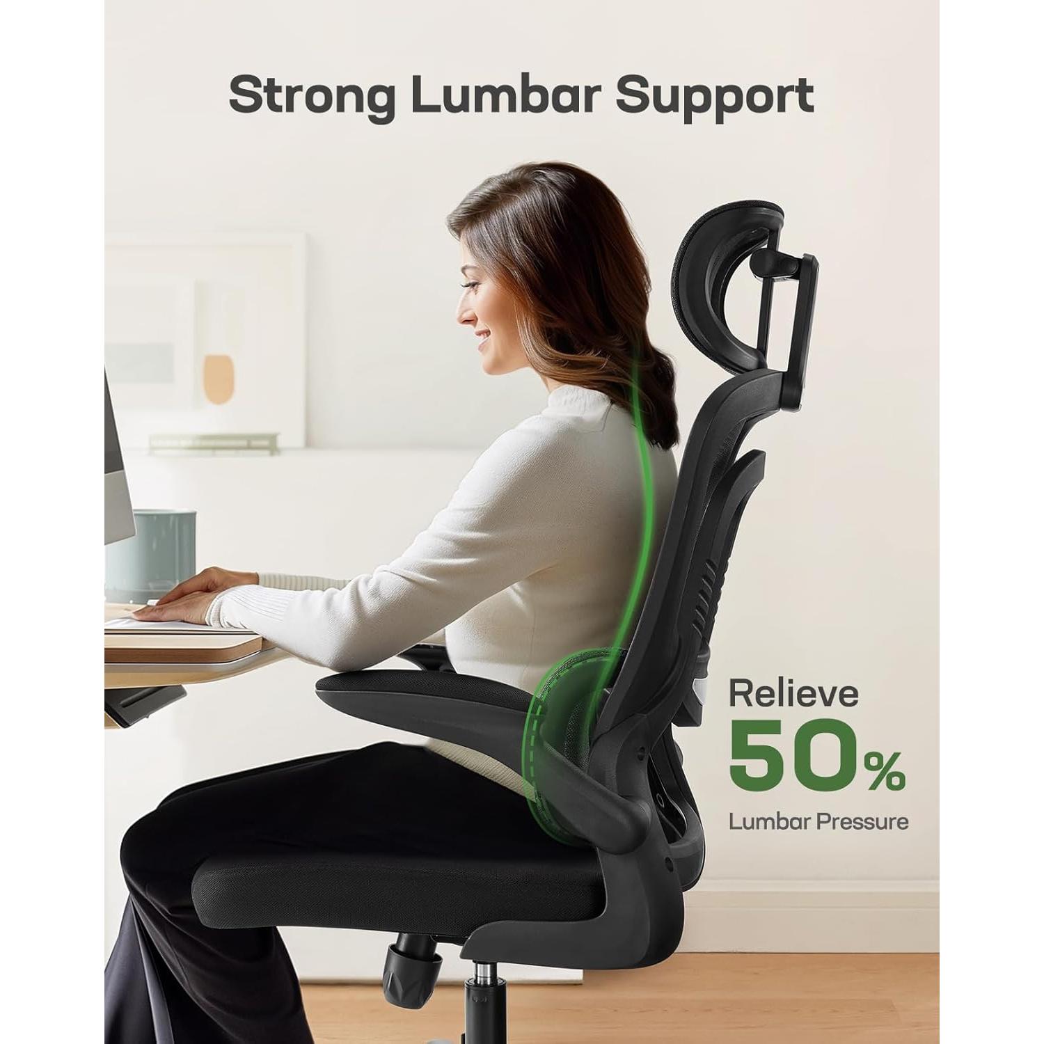 Silla de Oficina Ergonómica Marsail RM-MSOC24B con Soporte Lumbar