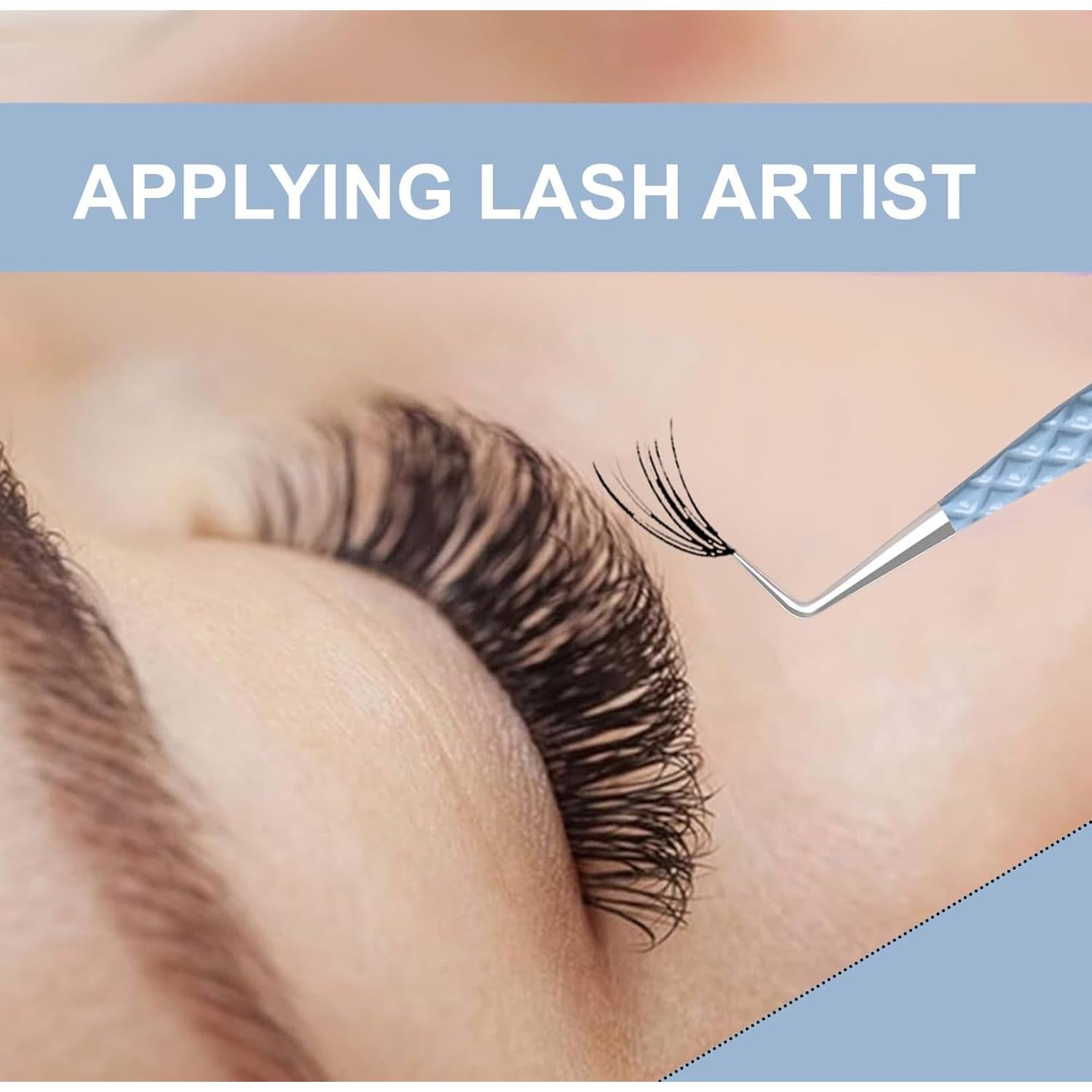 Pinzas de Pestañas ZAHWAJ - Juego de 5 Acero Inoxidable Azul