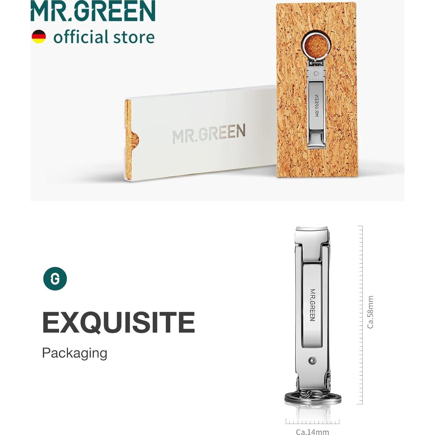 Cortauñas Plegable MR.GREEN de Acero Inoxidable con Lima