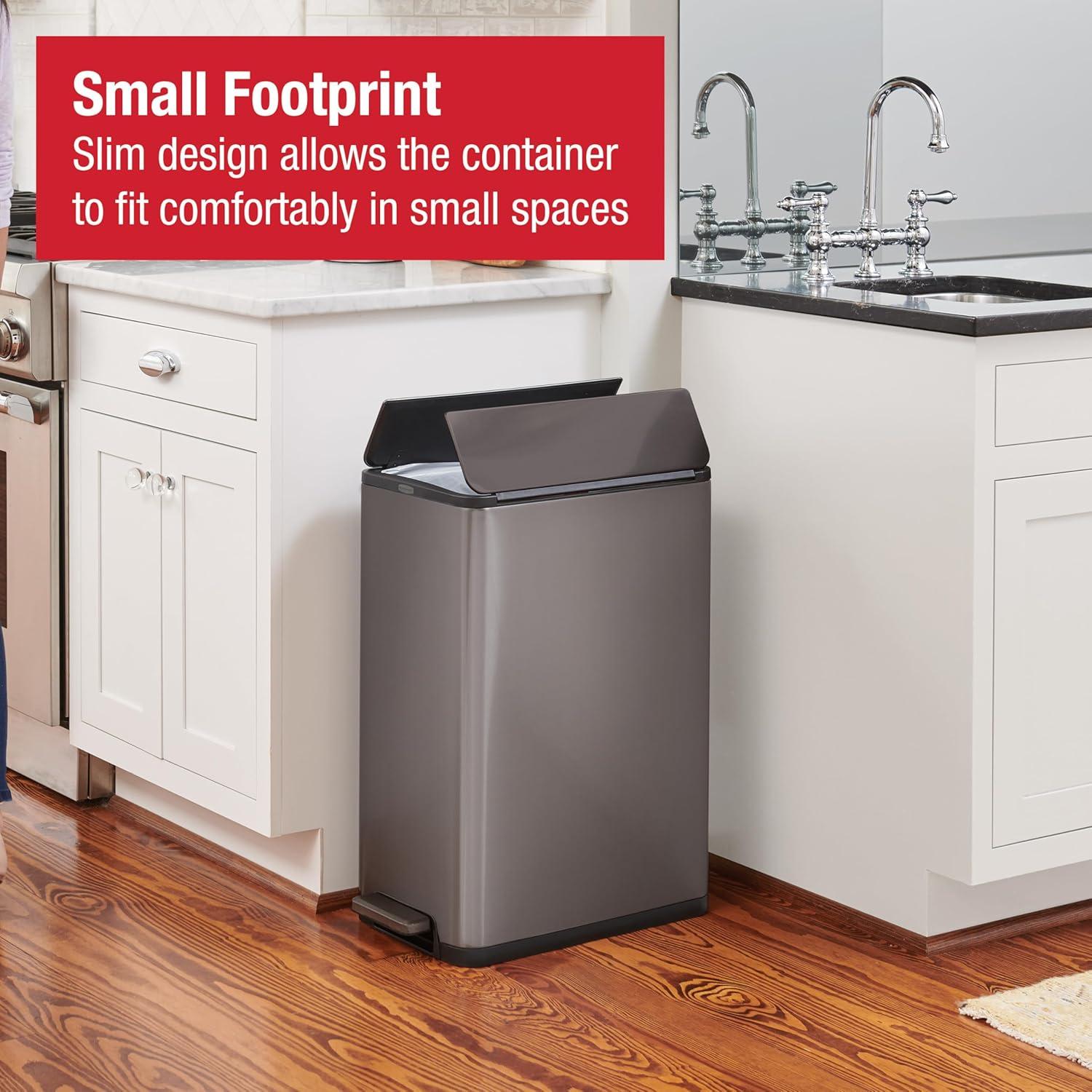 Papelera Slim Step-On Rubbermaid Elite 12 Galones Carbón