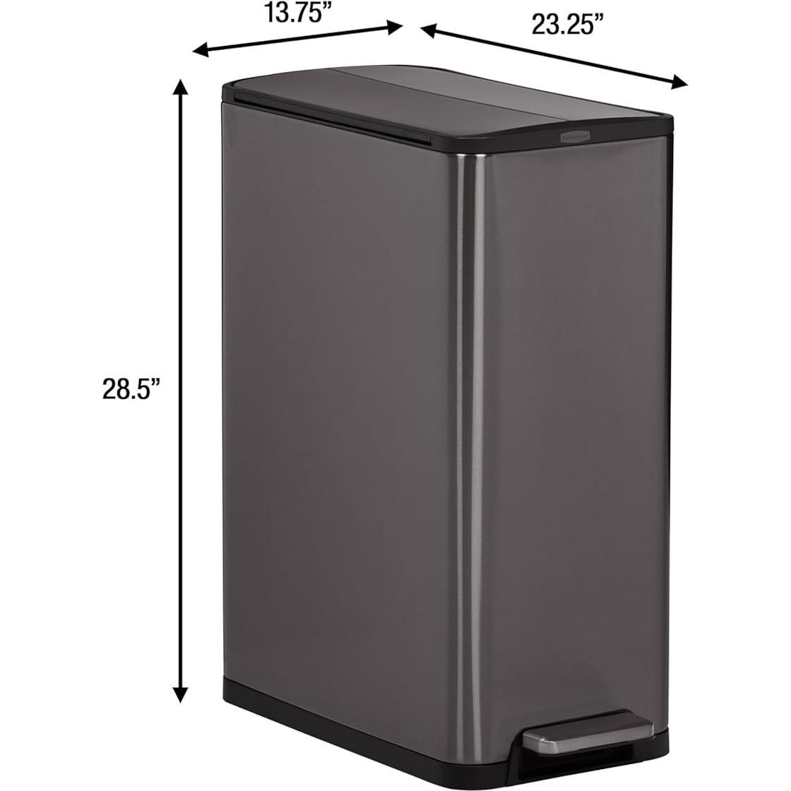 Papelera Slim Step-On Rubbermaid Elite 12 Galones Carbón