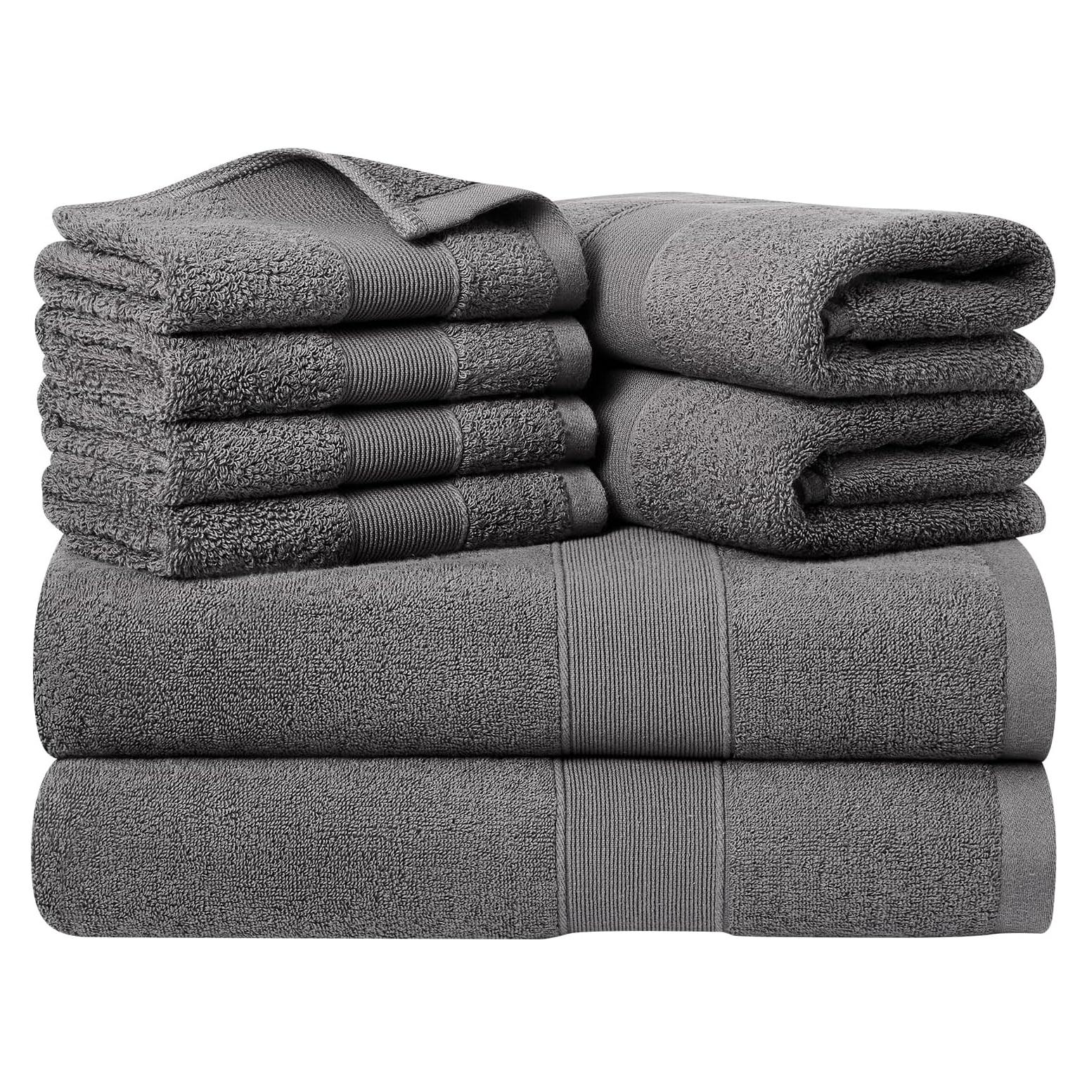 Juego de Toallas 8 Piezas Vacilandia 100% Algodón Gris Oscuro