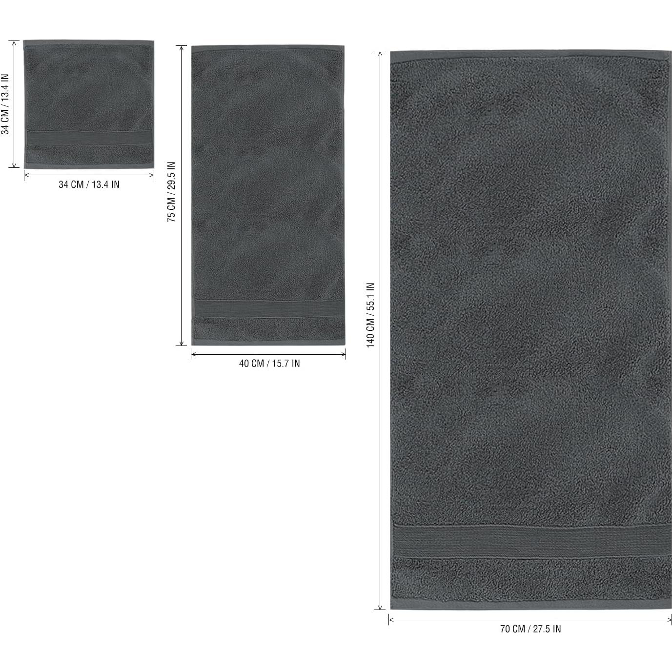 Juego de Toallas 8 Piezas Vacilandia 100% Algodón Gris Oscuro