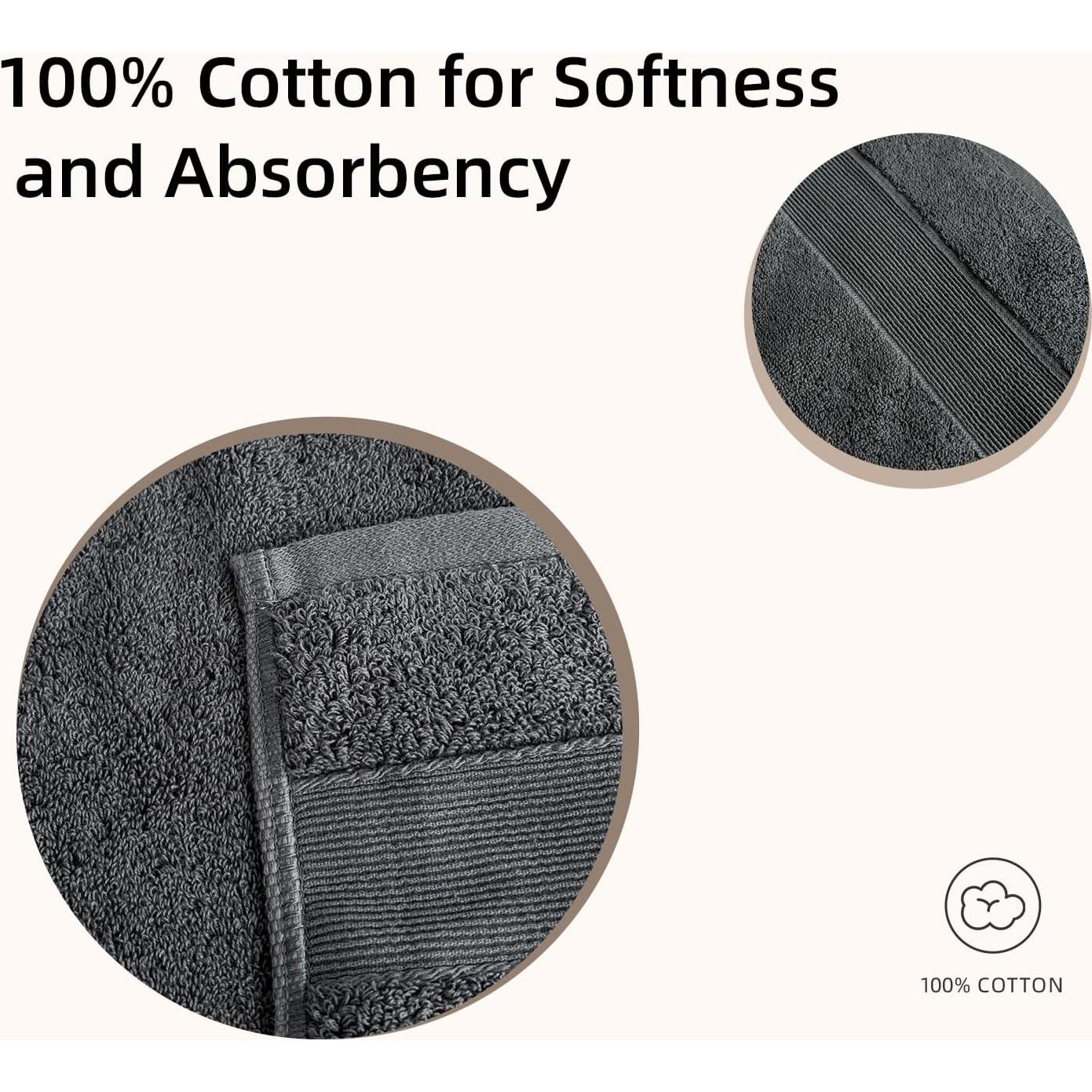 Juego de Toallas 8 Piezas Vacilandia 100% Algodón Gris Oscuro