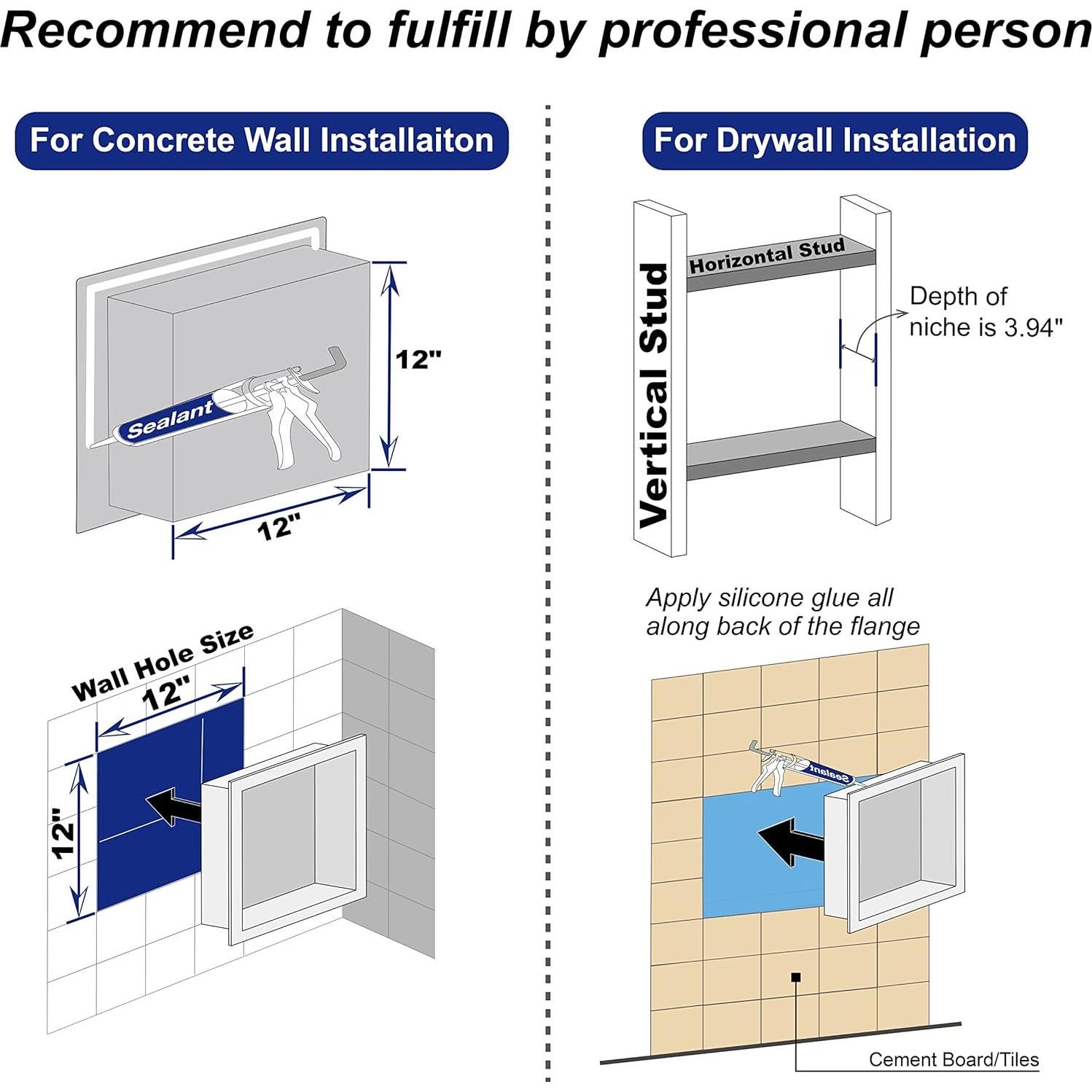 Nicho de Ducha de Acero Inoxidable Bernkot 30.48 cm Cepillado