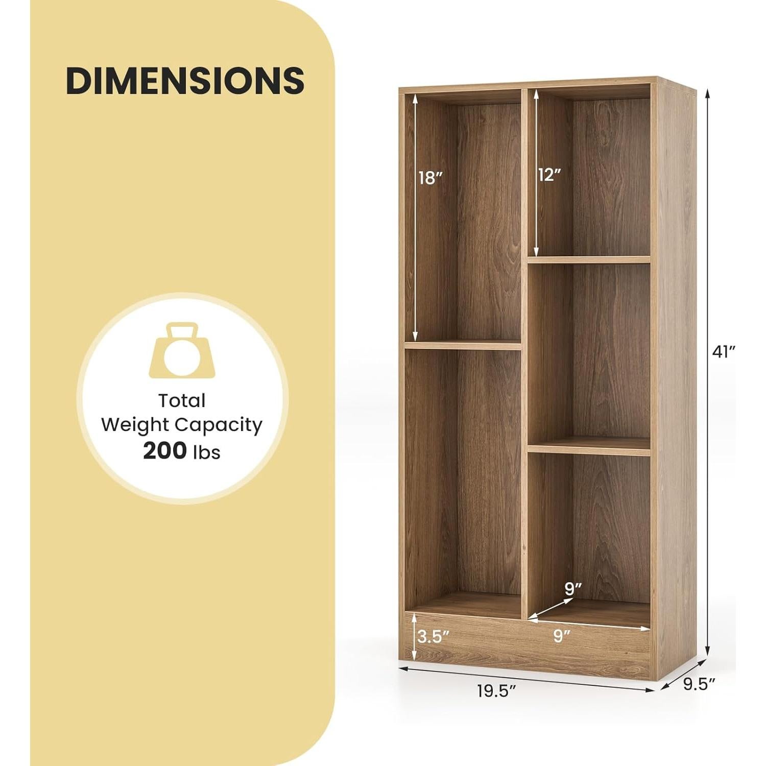 Estantería de Libros Costzon 5 Cubos 104 cm Madera Natural