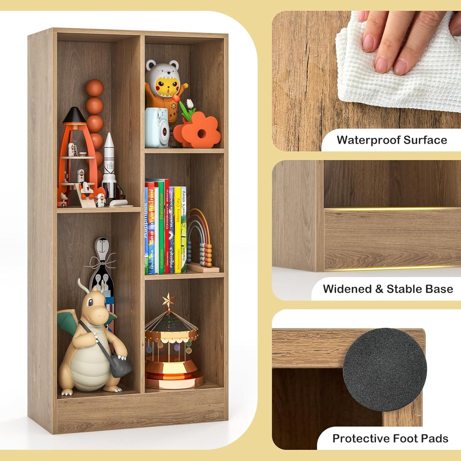 Estantería de Libros Costzon 5 Cubos 104 cm Madera Natural