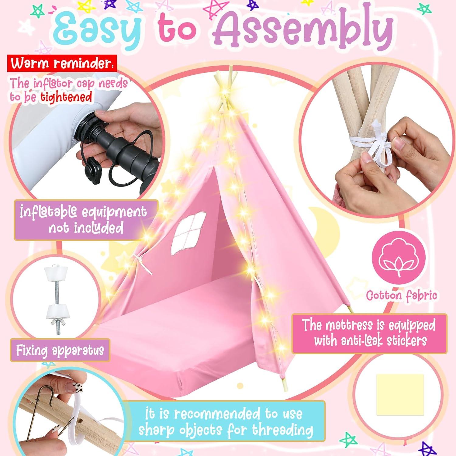 Conjunto de 4 Tiendas Teepee Lemosae con Colchones y Luces