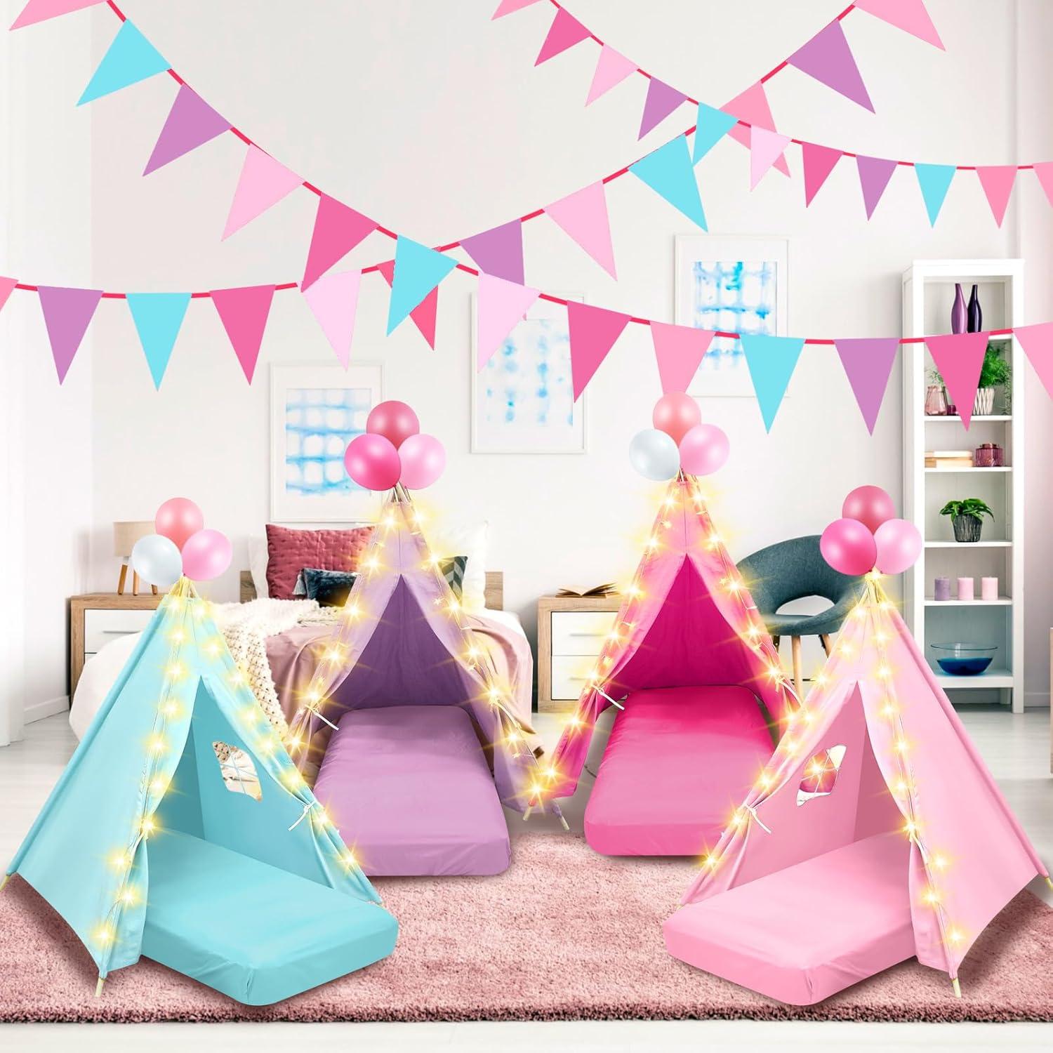 Conjunto de 4 Tiendas Teepee Lemosae con Colchones y Luces
