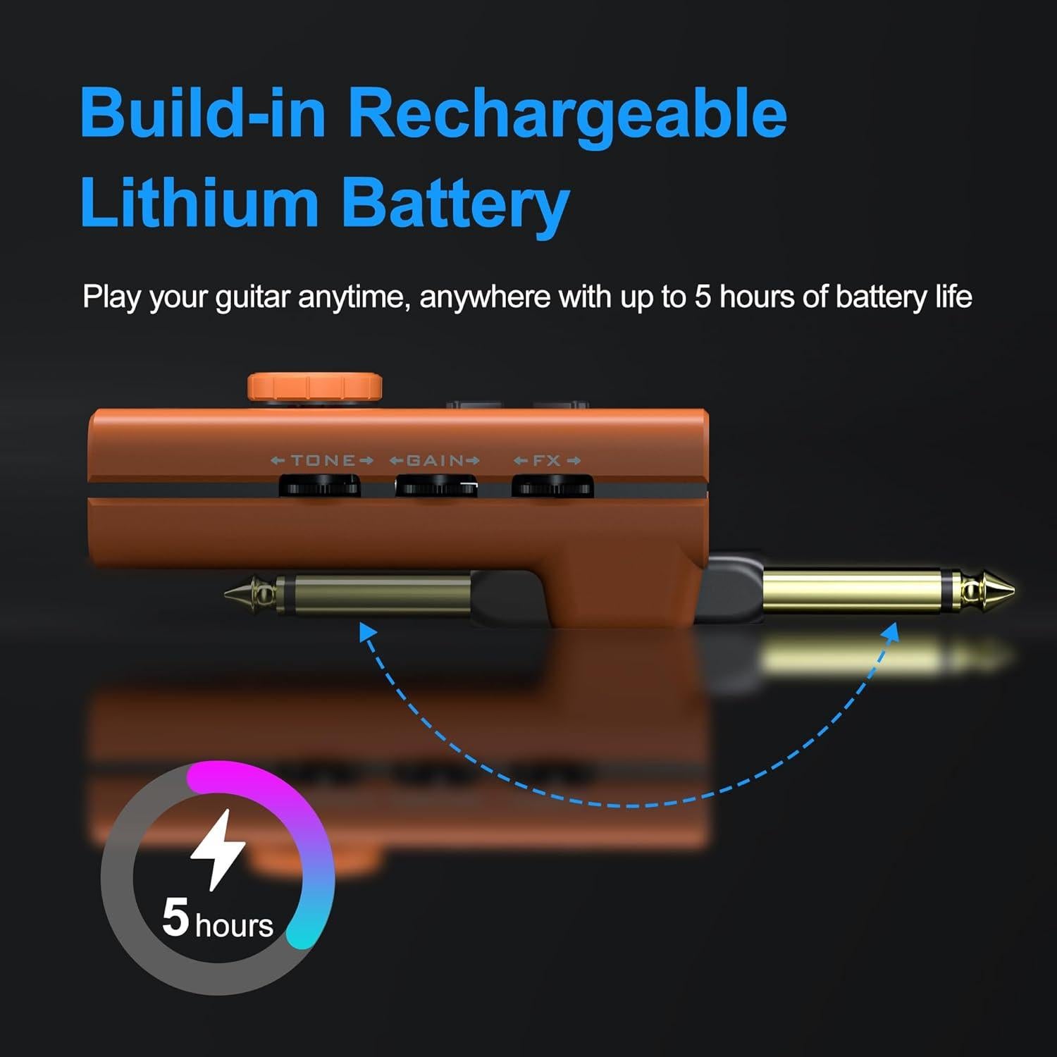 Amplificador de Auriculares Dozzly MS-8 Naranja con 18 Efectos