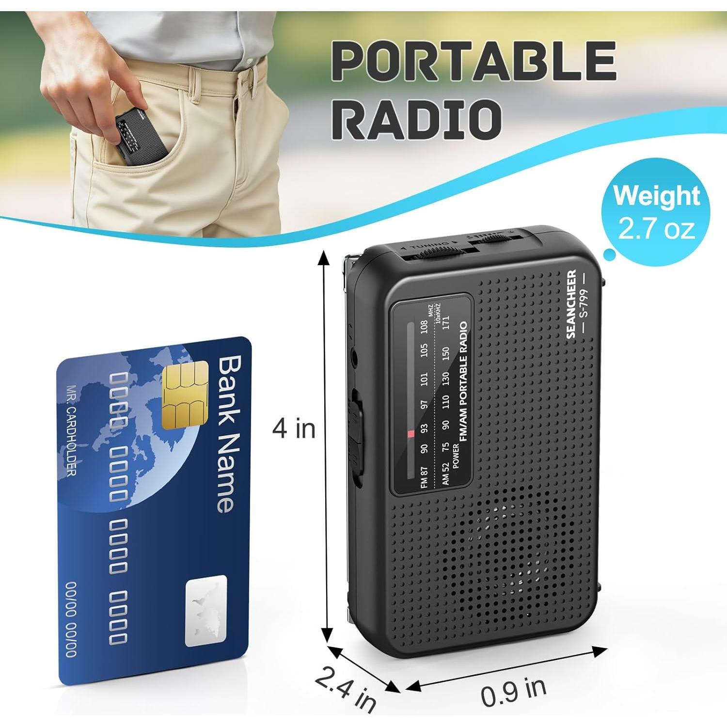 Radio Portátil AM FM SEANCHEER 799, Compacta y Ligera