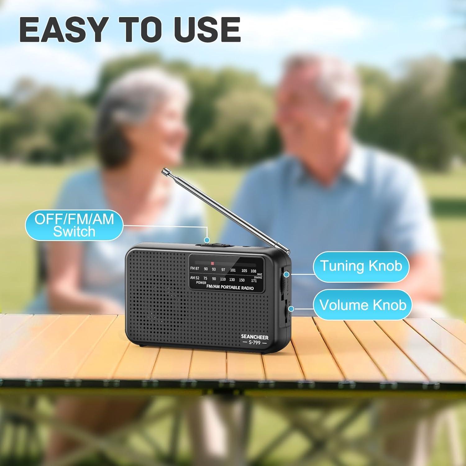 Radio Portátil AM FM SEANCHEER 799, Compacta y Ligera